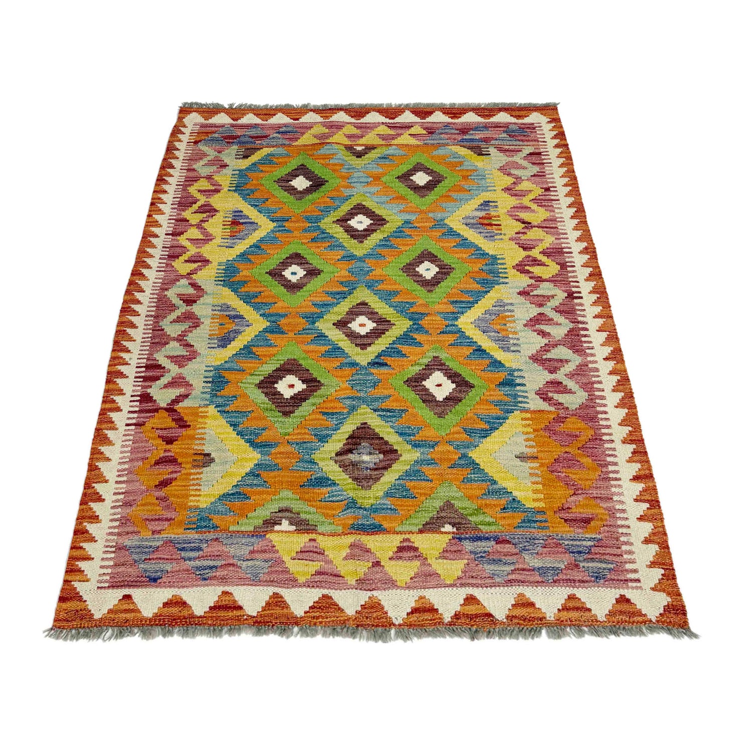 Handmade Vegetable Kilim 3' 5" x 4' 10" (ft) - No. G38898