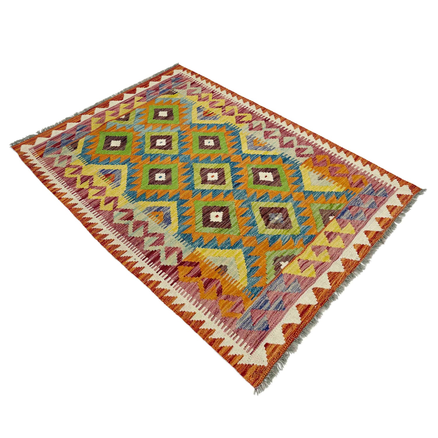 Handmade Vegetable Kilim 3' 5" x 4' 10" (ft) - No. G38898