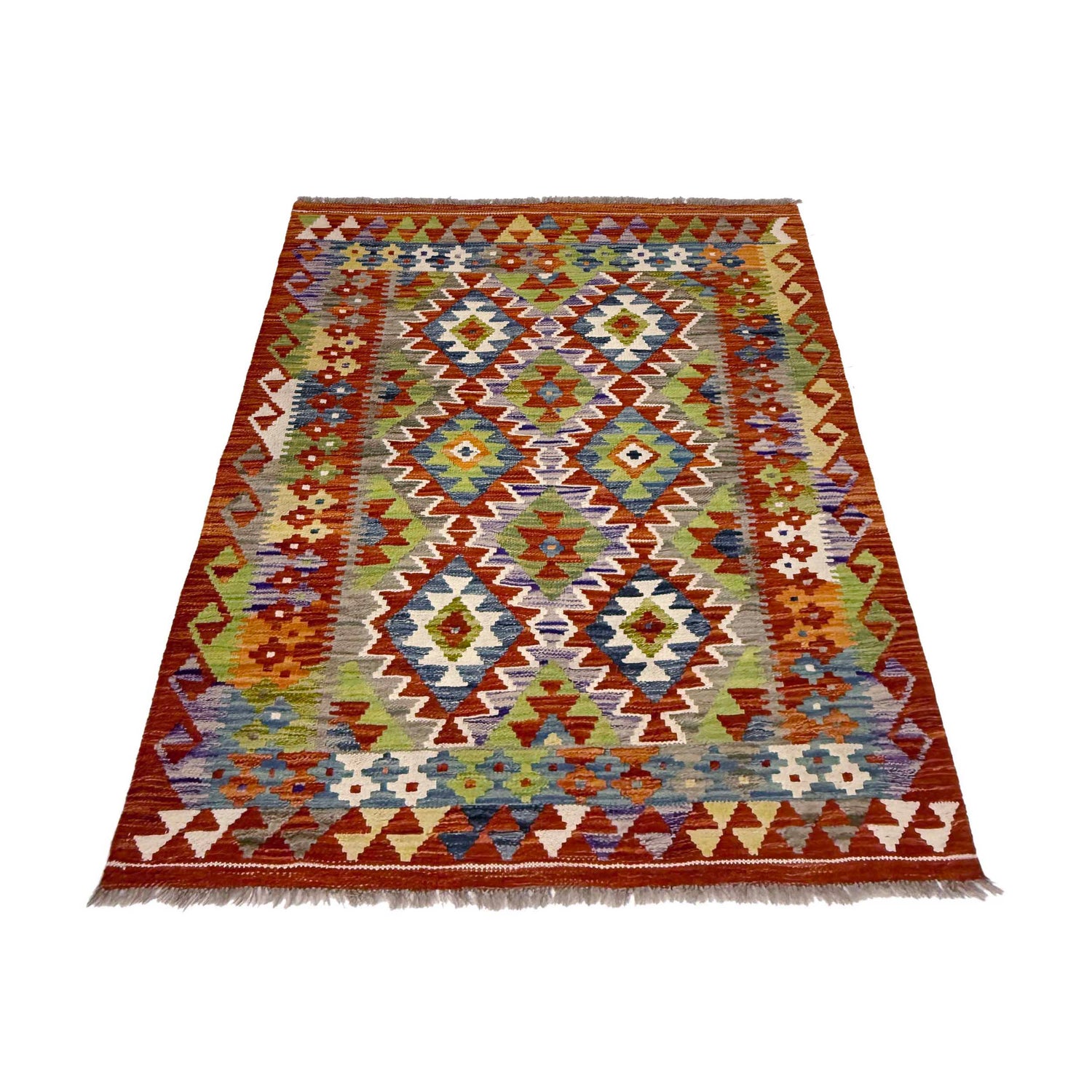 Handmade Vegetable Kilim 3' 5" x 4" 11" (ft) - No. G38900