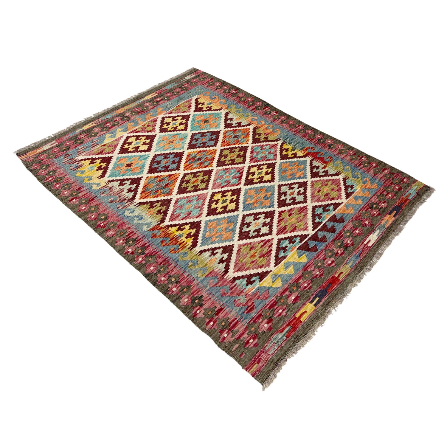 Handmade Vegetable Kilim 4' 2" x 5' 9" (ft) - No. G38903