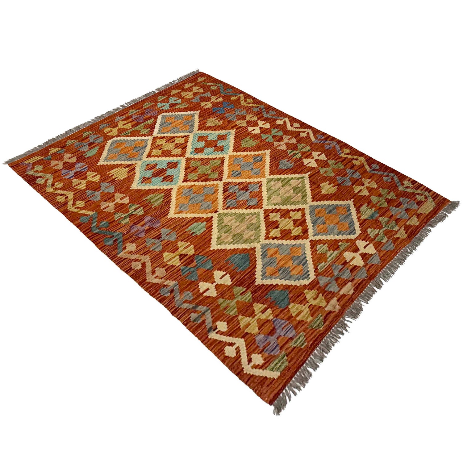 Handmade Vegetable Kelim 4' 2" x 5" 8" (ft) - No. G38904