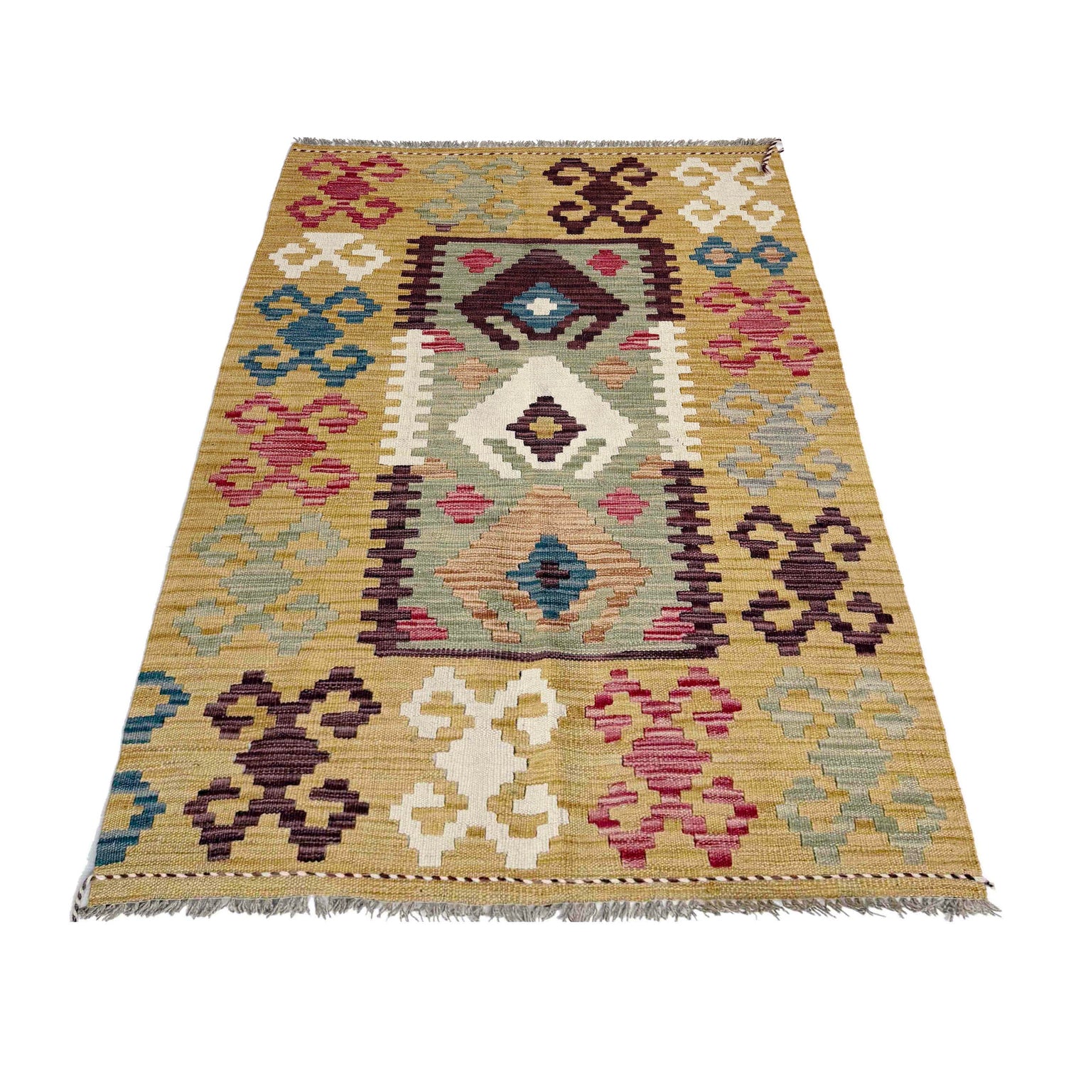 Handmade Vegetable Kilim 3' 2" x 4' 11" (ft) - No. G38911