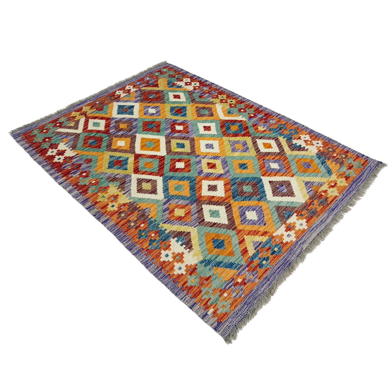 Handmade Vegetable Kelim 3' 3" x 4" 8" (ft) - No. G38913