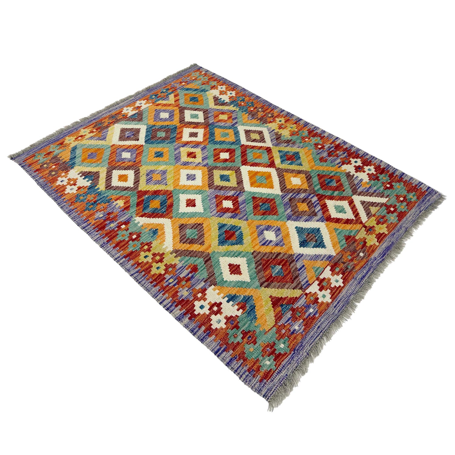 Handmade Vegetable Kelim 3' 3" x 4" 8" (ft) - No. G38913