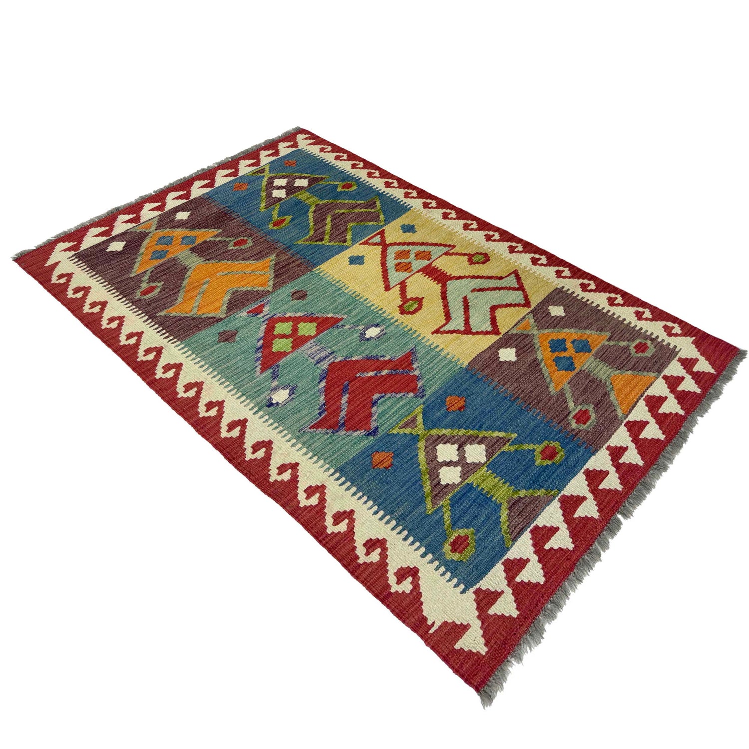 Handmade Vegetable Kelim 3' 1" x 4" 11" (ft) - No. G38914