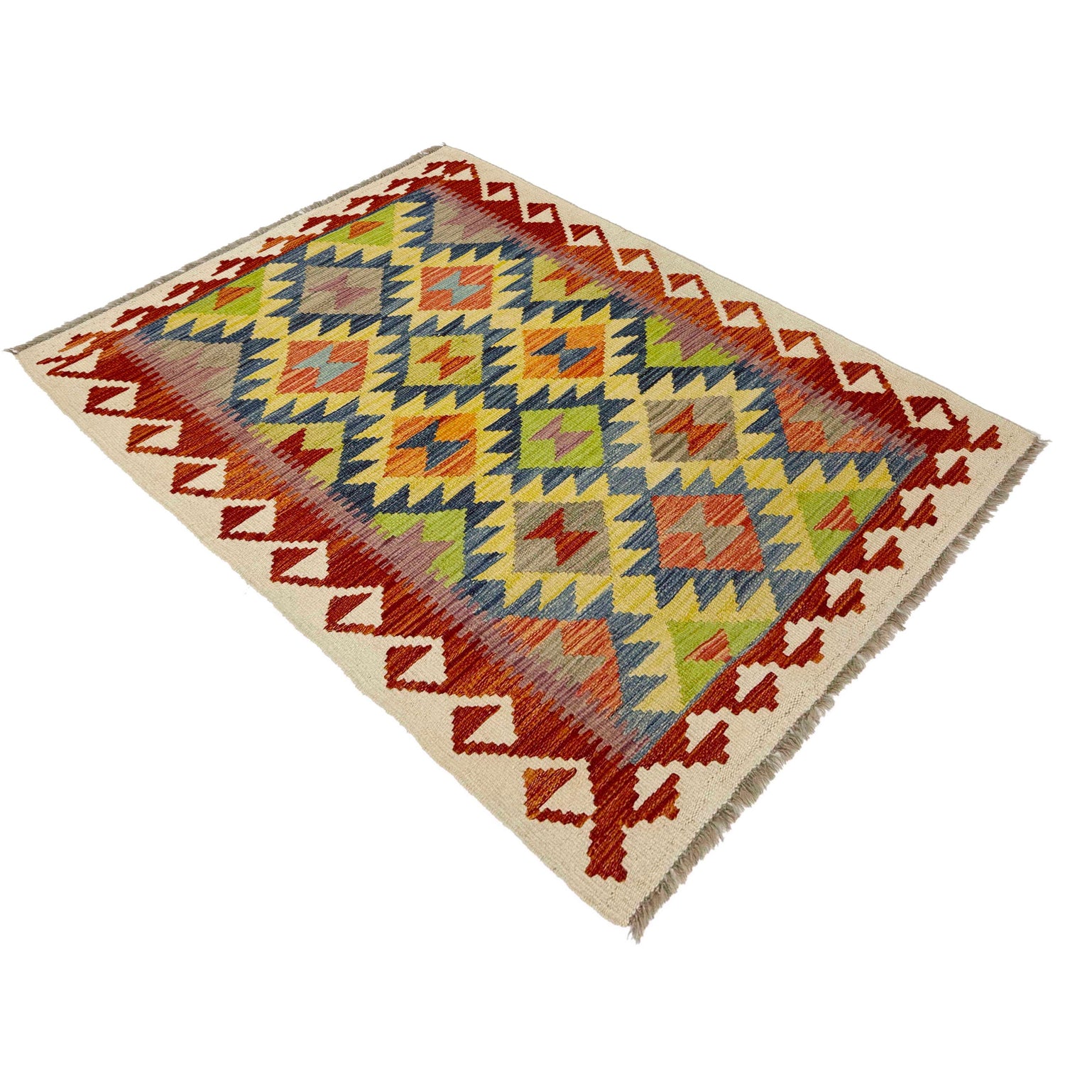 Handmade Vegetable Kilim 3' 1" x 4" 11" (ft) - No. G38915