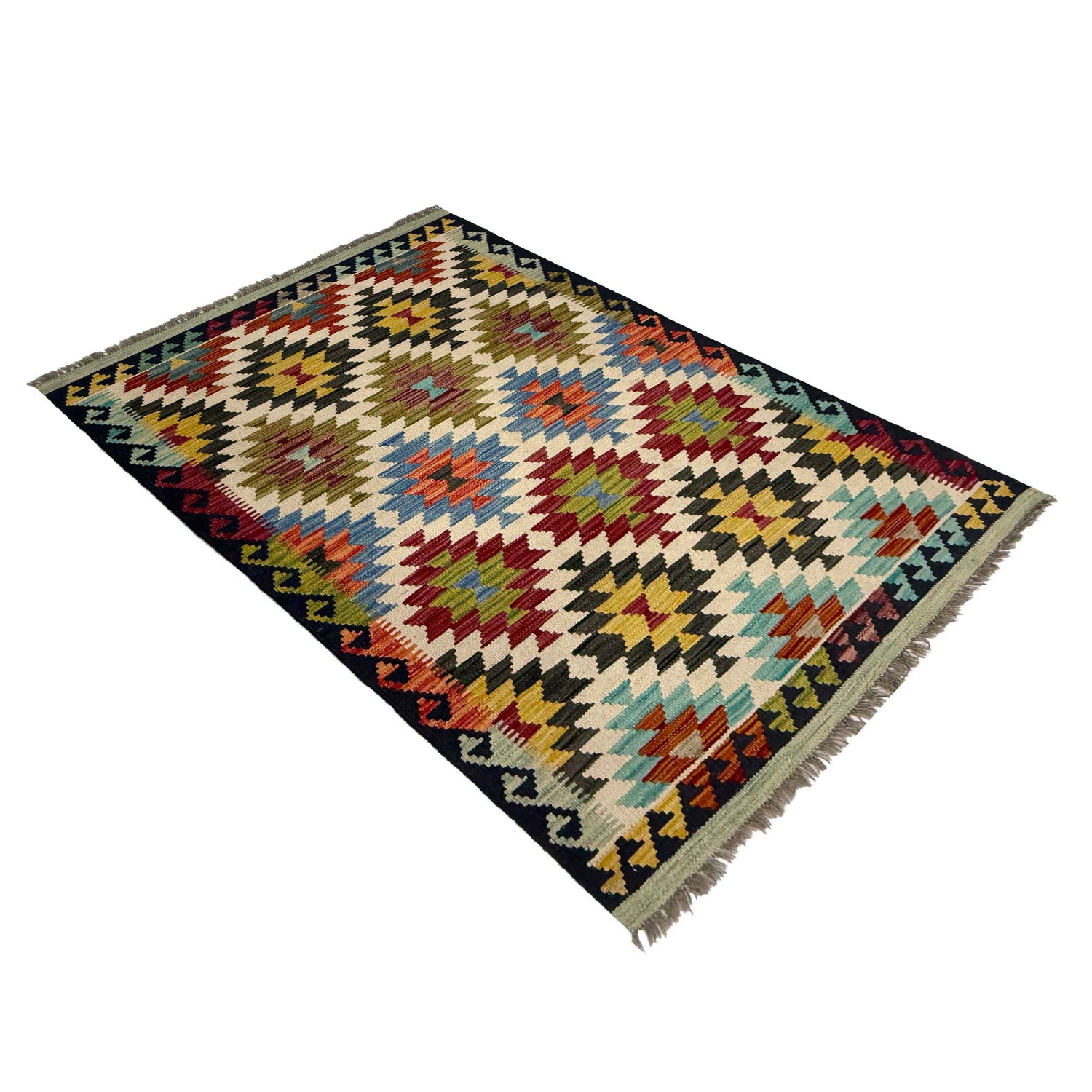Handmade Vegetable Kilim 3' 3" x 4" 10" (ft) - No. G38916