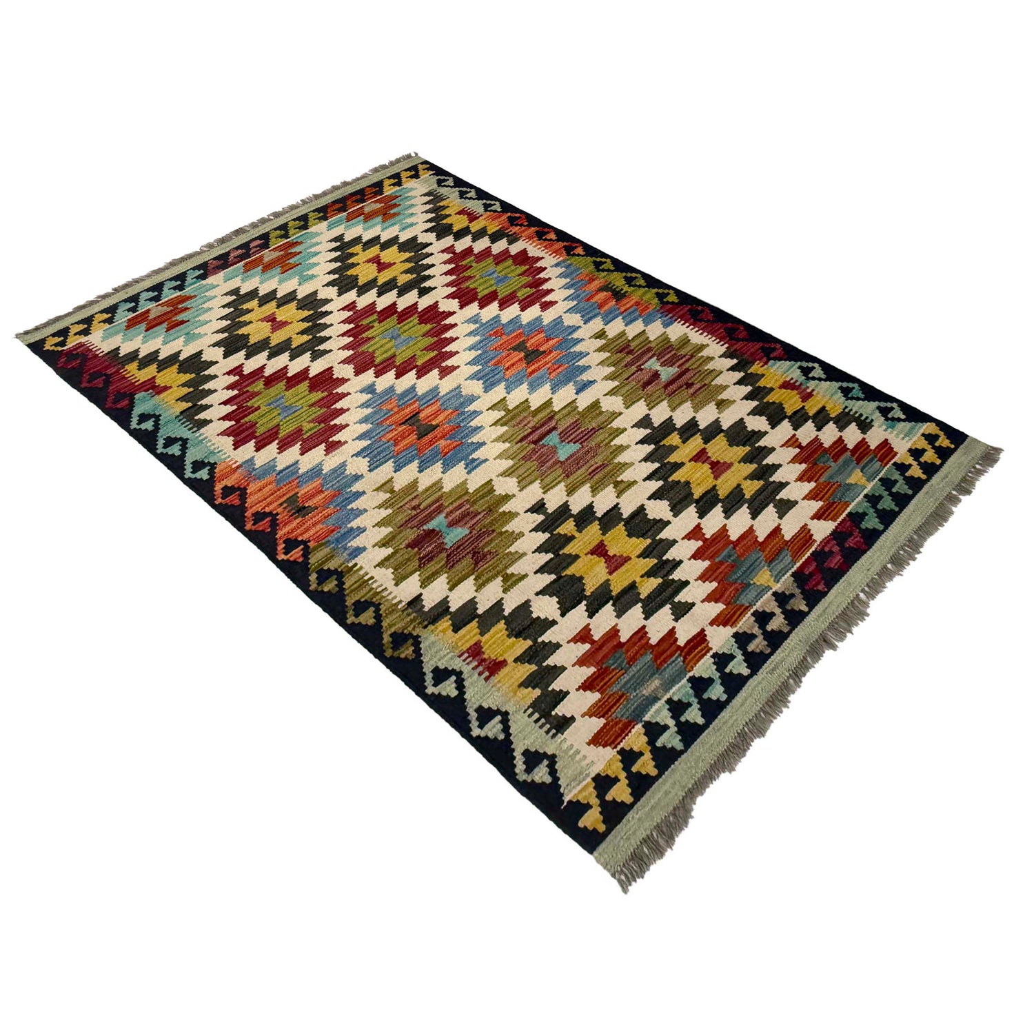 Handmade Vegetable Kilim 3' 3" x 4" 10" (ft) - No. G38916