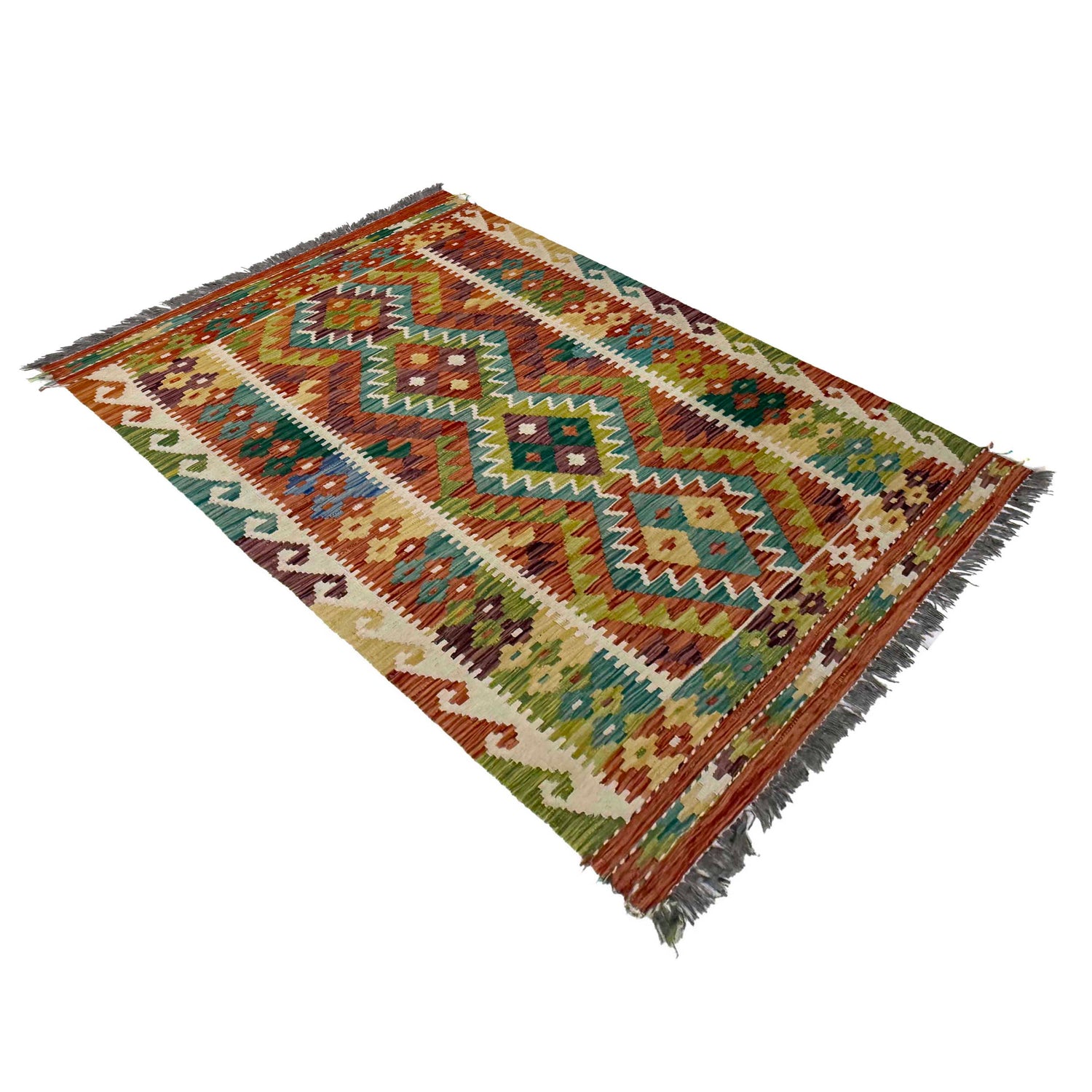 Handmade Vegetable Kelim 3' 3" x 5" 0" (ft) - No. G38917