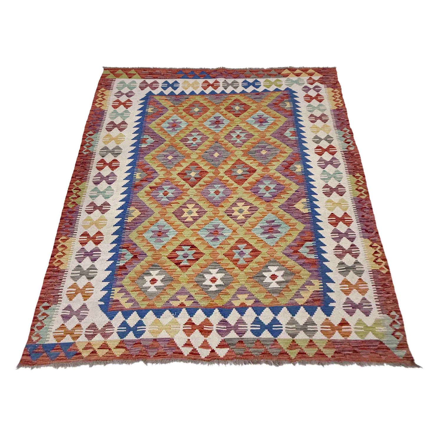 Handmade Vegetable Kelim 4' 9" x 6' 9" (ft) - No. G38926