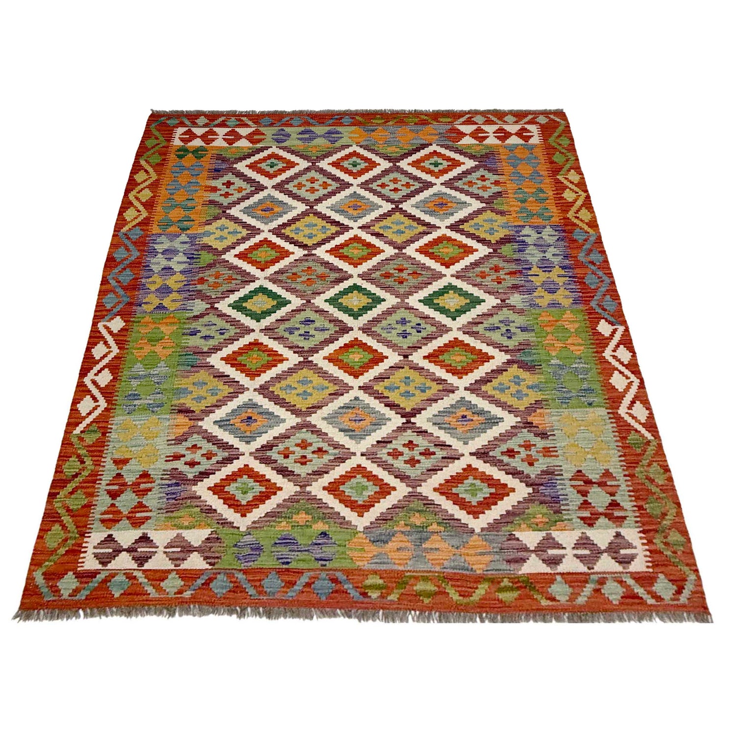 Handmade Vegetable Kelim 4' 11" x 6' 6" (ft) - No. G38928