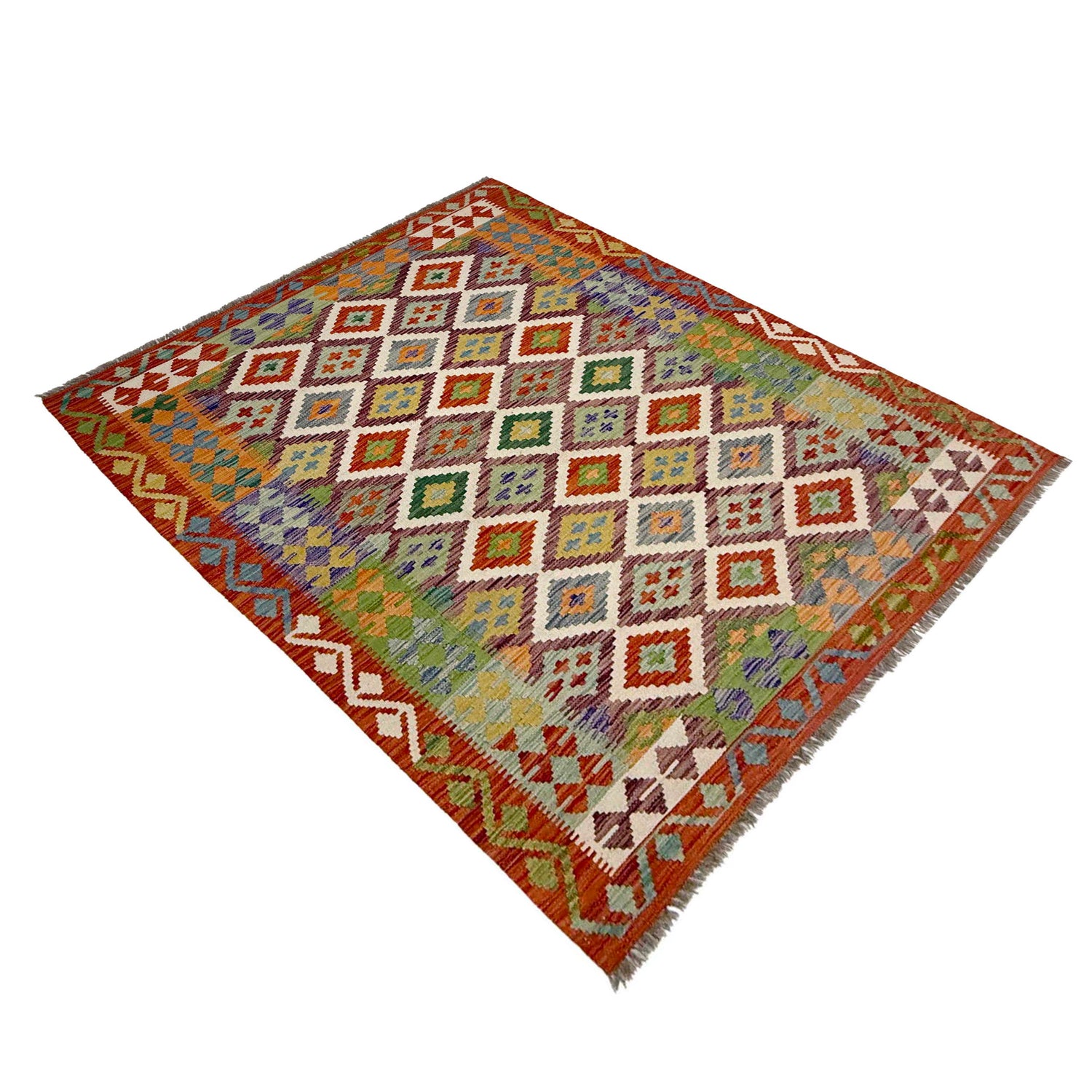 Handmade Vegetable Kelim 4' 11" x 6' 6" (ft) - No. G38928