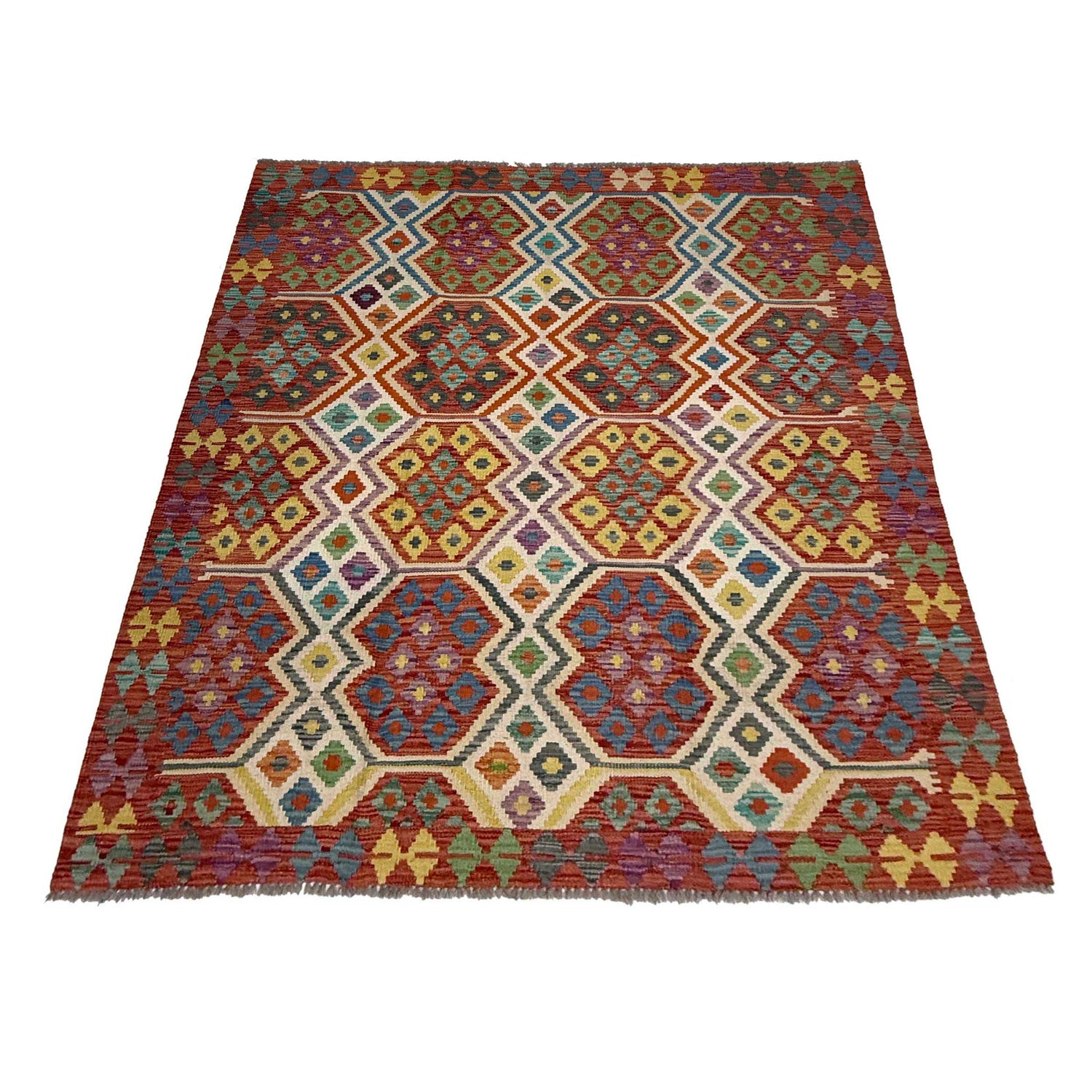 Handmade Vegetable Kilim 4' 11" x 6' 5" (ft) - No. G38929