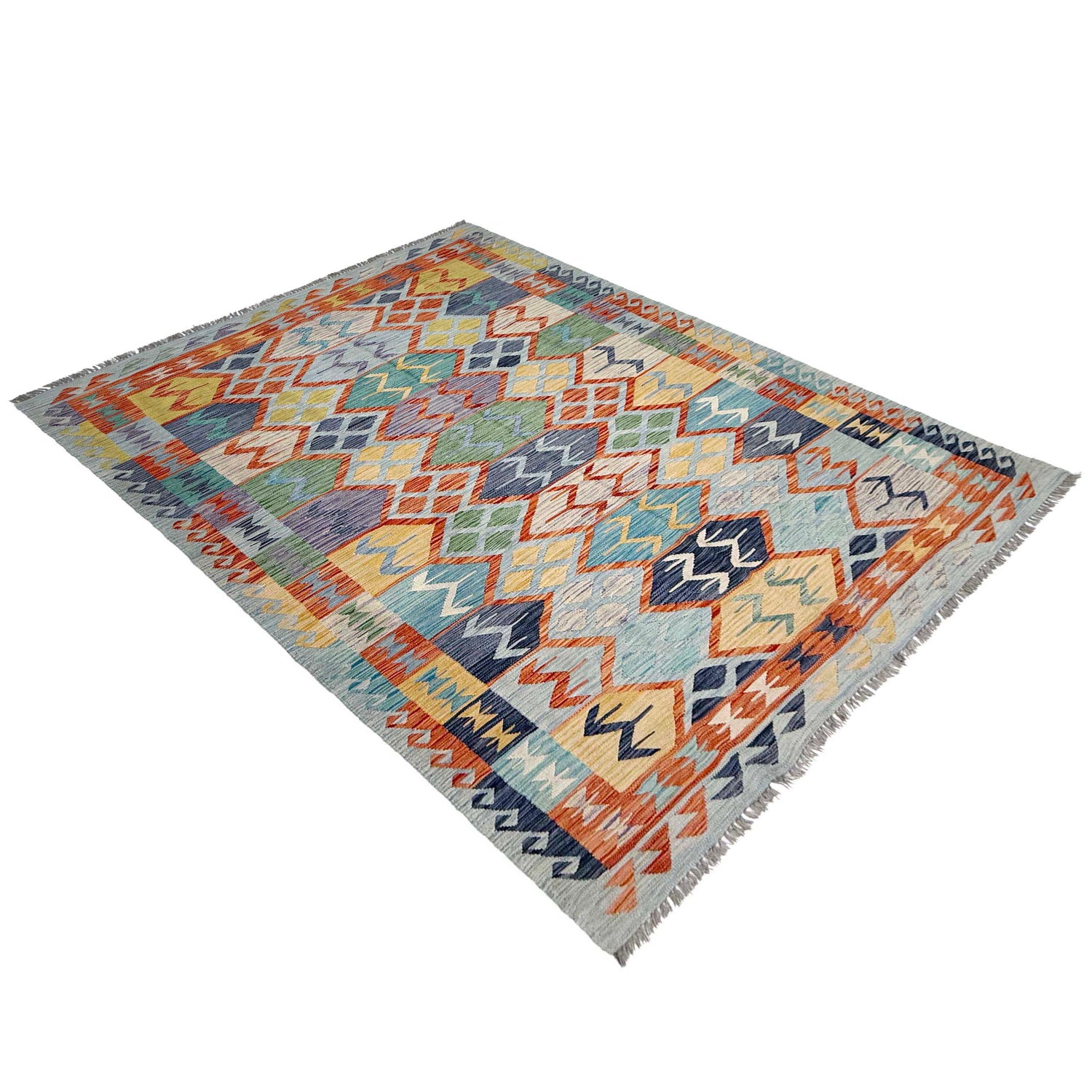 Handmade Vegetable Kilim 5' 11" x 8' 2" (ft) - No. G38931