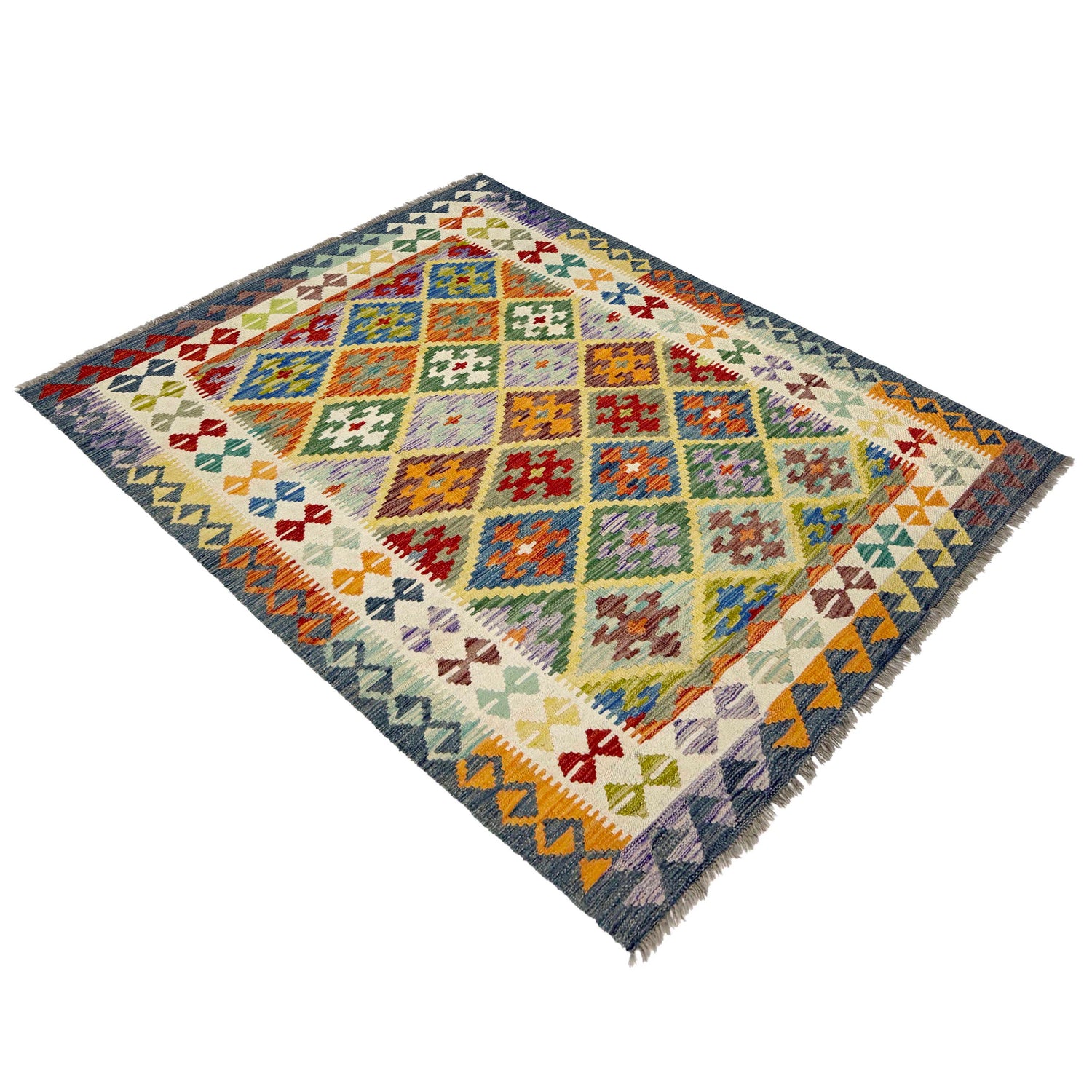 Handmade Vegetable Kelim 4' 10" x 6' 6" (ft) - No. G38933