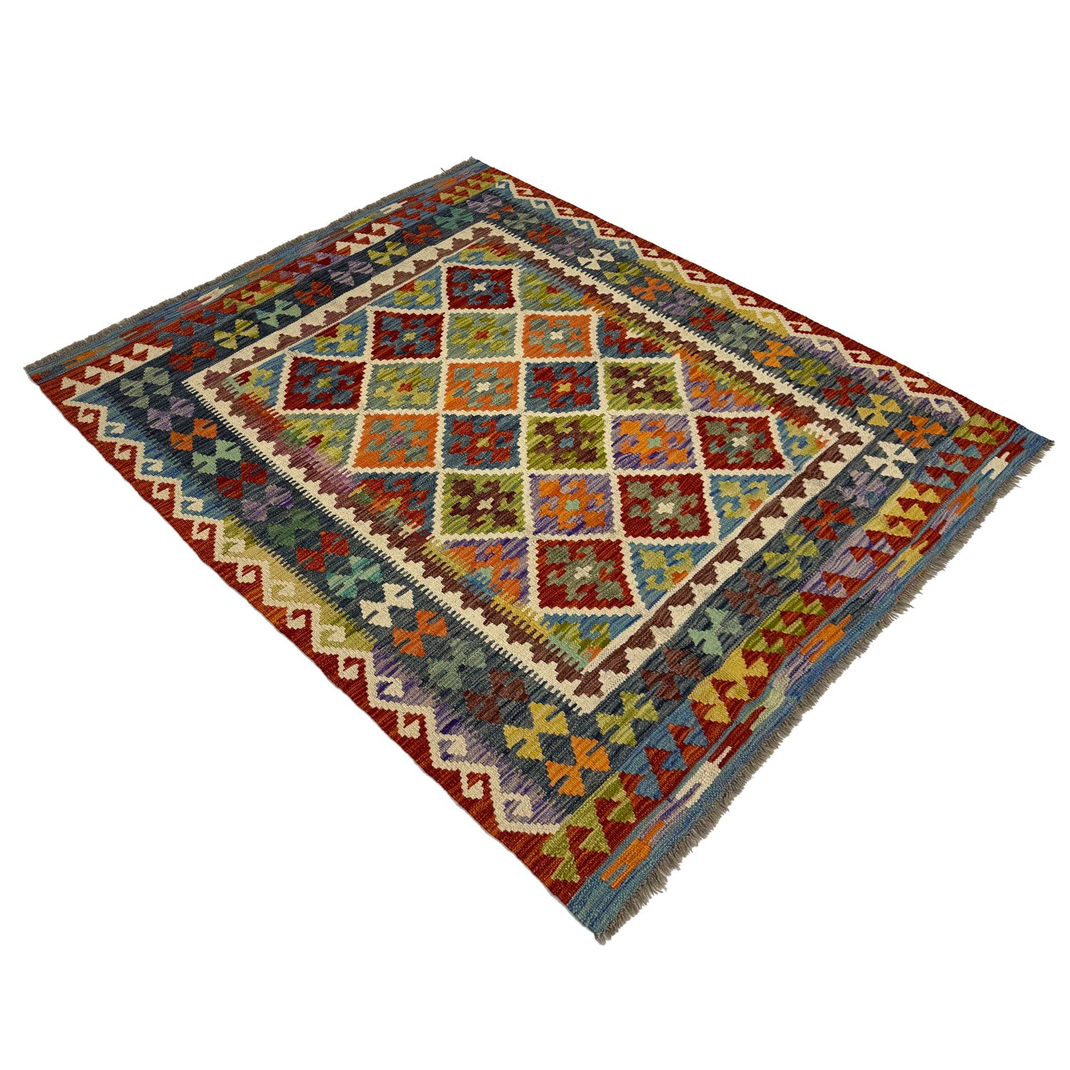 Handmade Vegetable Kilim 5' 1" x 6' 0" (ft) - No. G38934