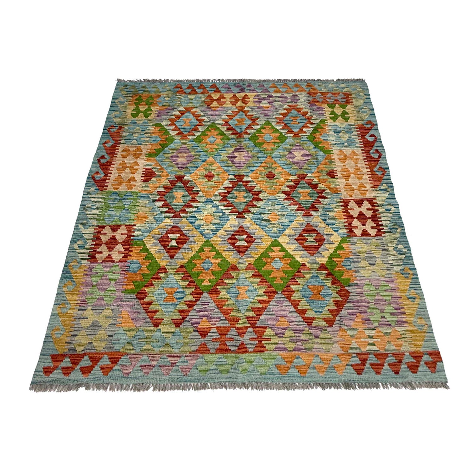 Handmade Vegetable Kelim 5' 0" x 6' 7" (ft) - No. G38937