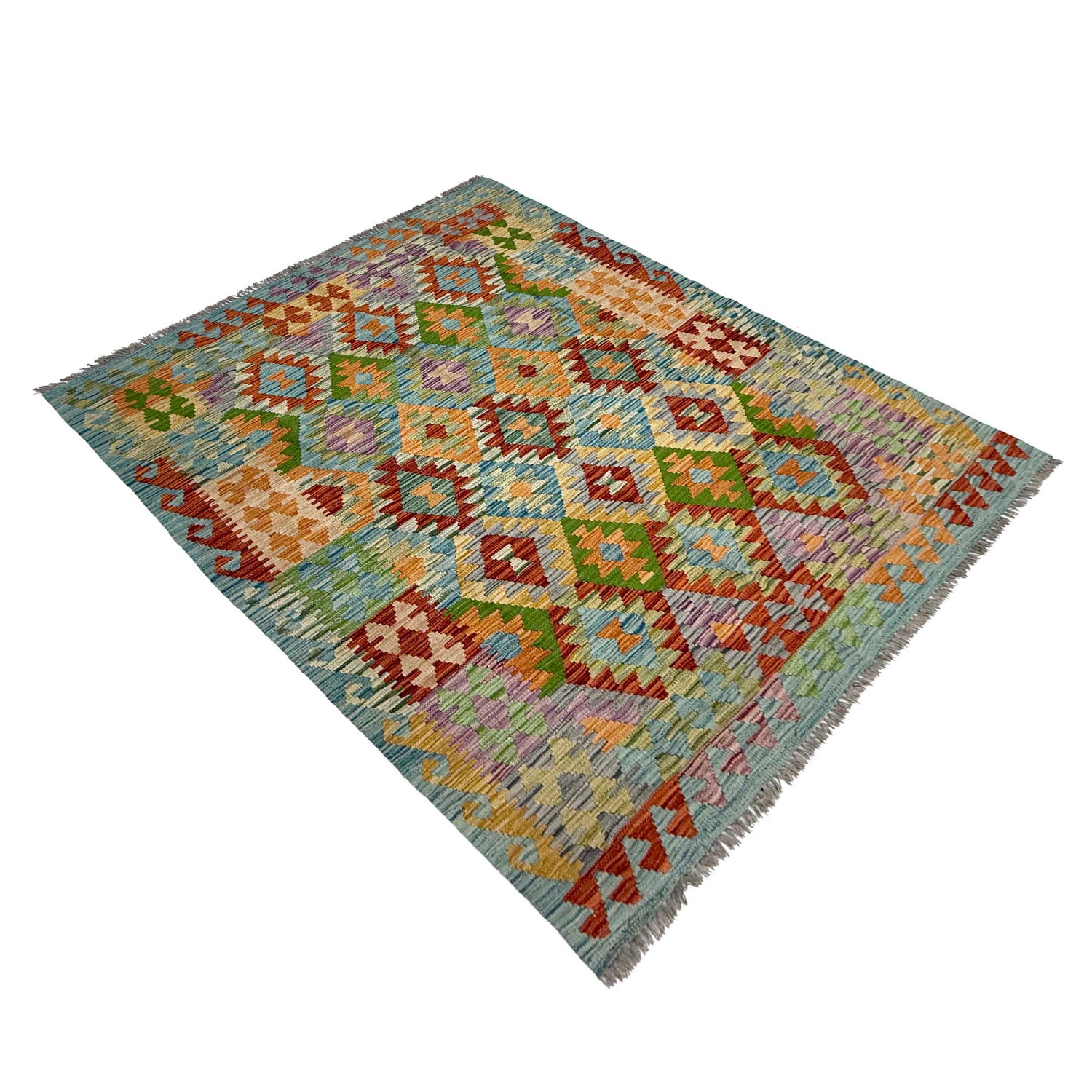 Handmade Vegetable Kelim 5' 0" x 6' 7" (ft) - No. G38937
