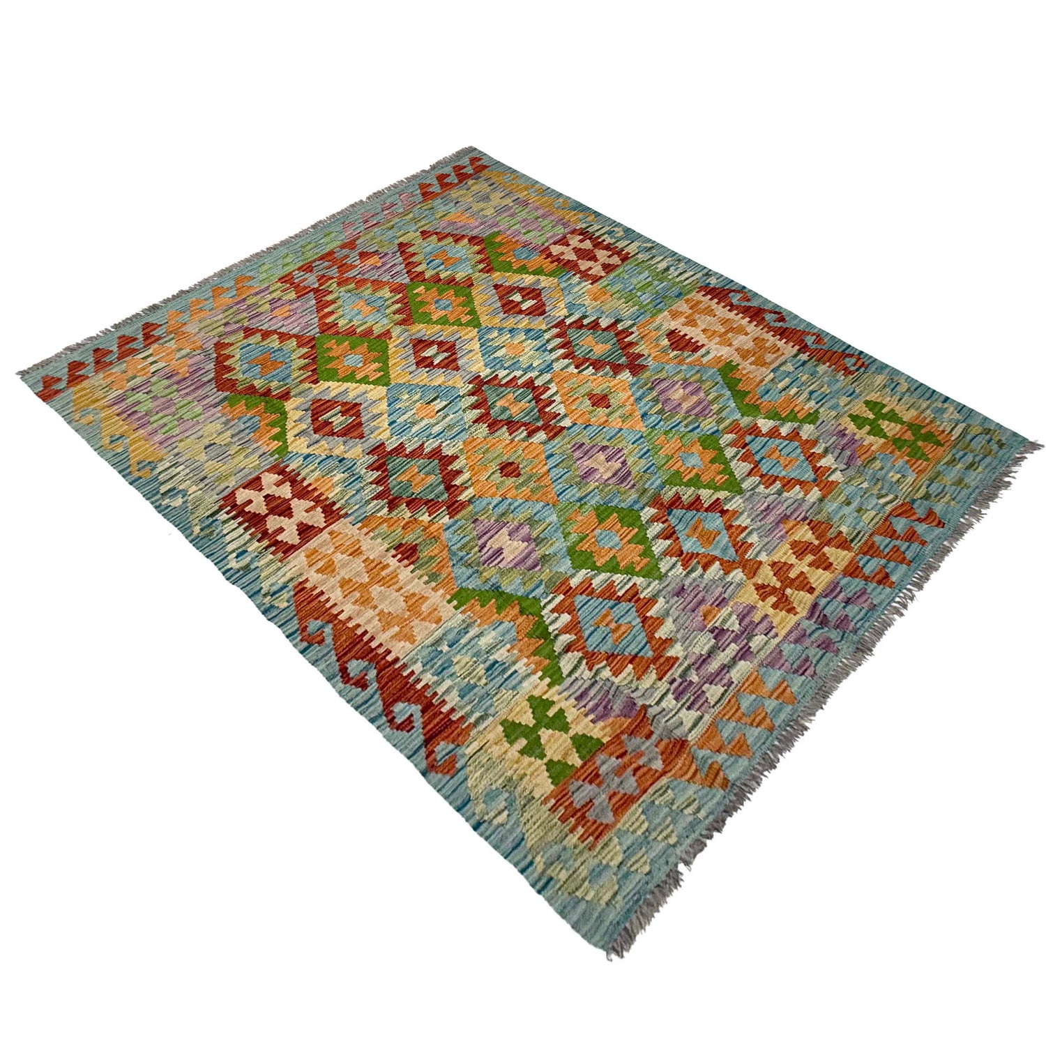Handmade Vegetable Kelim 5' 0" x 6' 7" (ft) - No. G38937