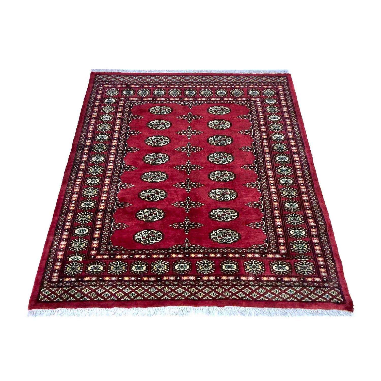 Hand Knotted Bokhara Wool Rug 4' 1" x 5' 10" (ft) - No. G39155