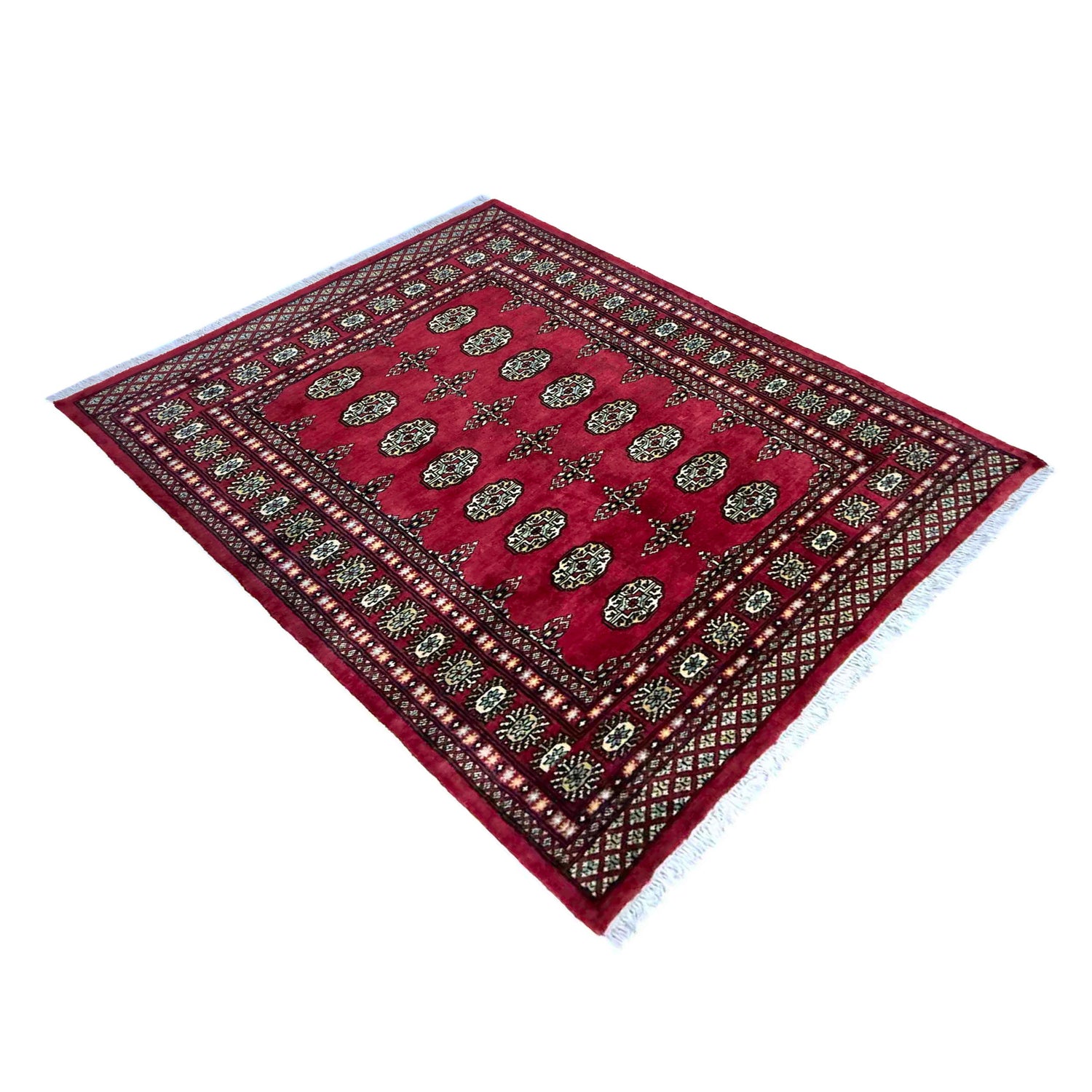 Hand Knotted Bokhara Wool Rug 4' 1" x 5' 10" (ft) - No. G39155