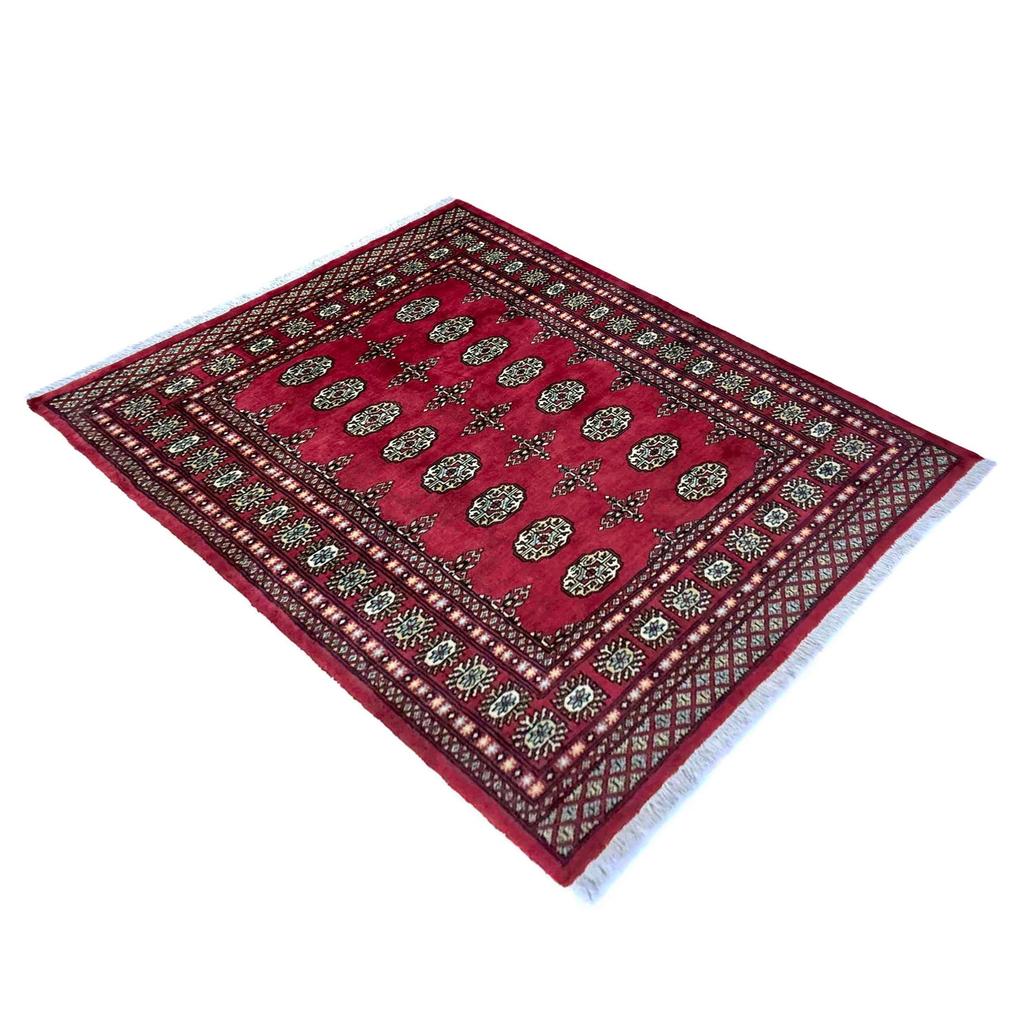 Hand Knotted Bokhara Wool Rug 4' 1" x 5' 10" (ft) - No. G39155