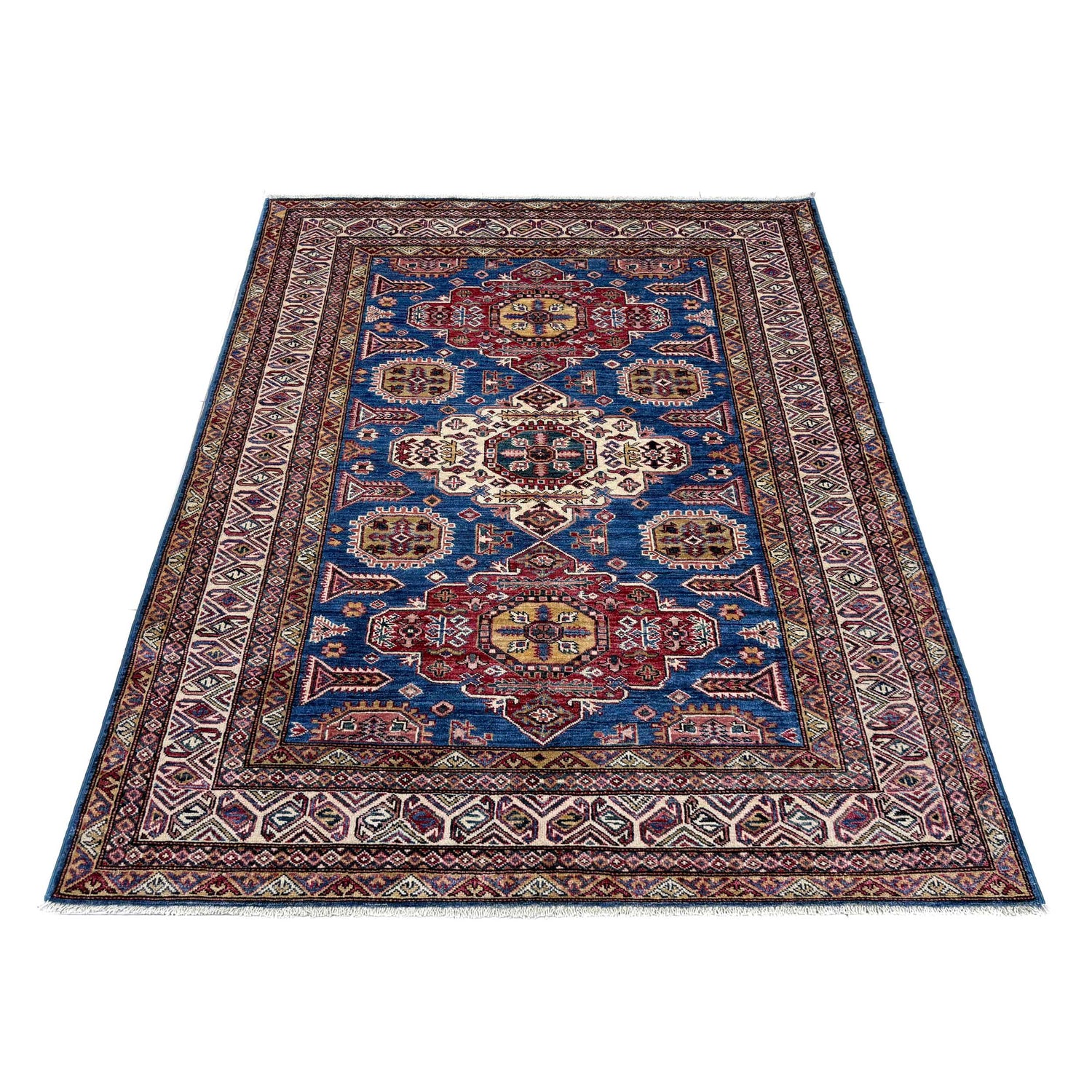 Blue Color Handmade Kazak Rug 4' 11" x 6' 8" (ft) - No. G39622