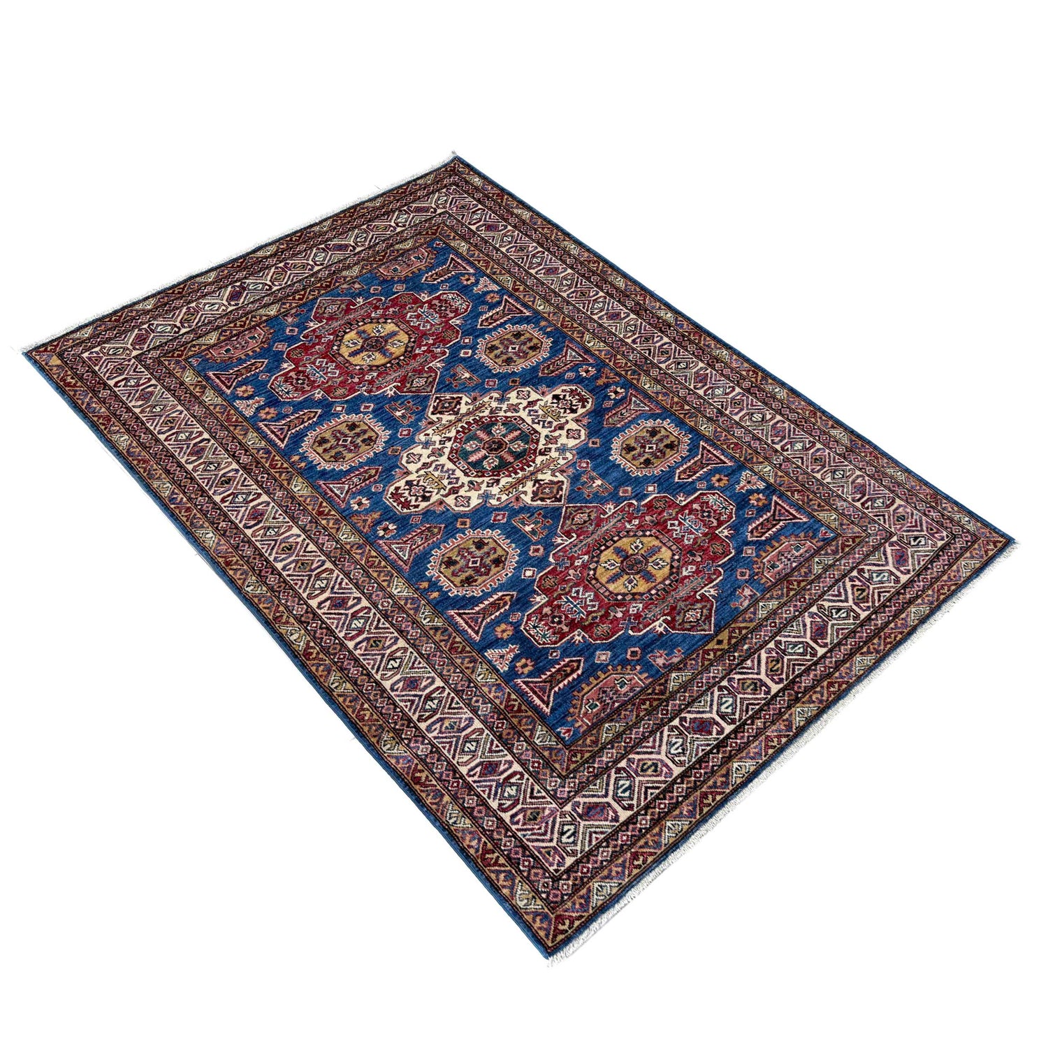 Blue Color Handmade Kazak Rug 4' 11" x 6' 8" (ft) - No. G39622