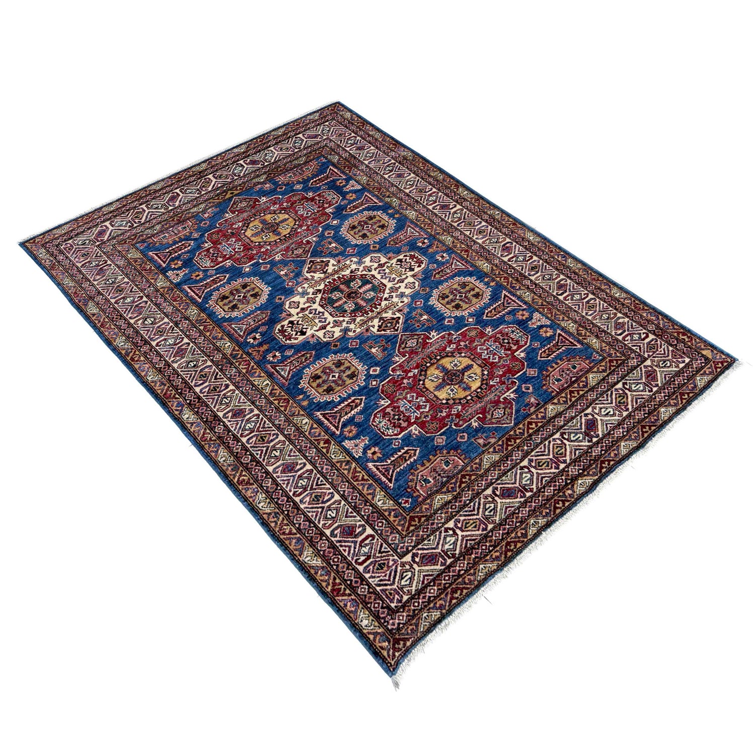 Blue Color Handmade Kazak Rug 4' 11" x 6' 8" (ft) - No. G39622