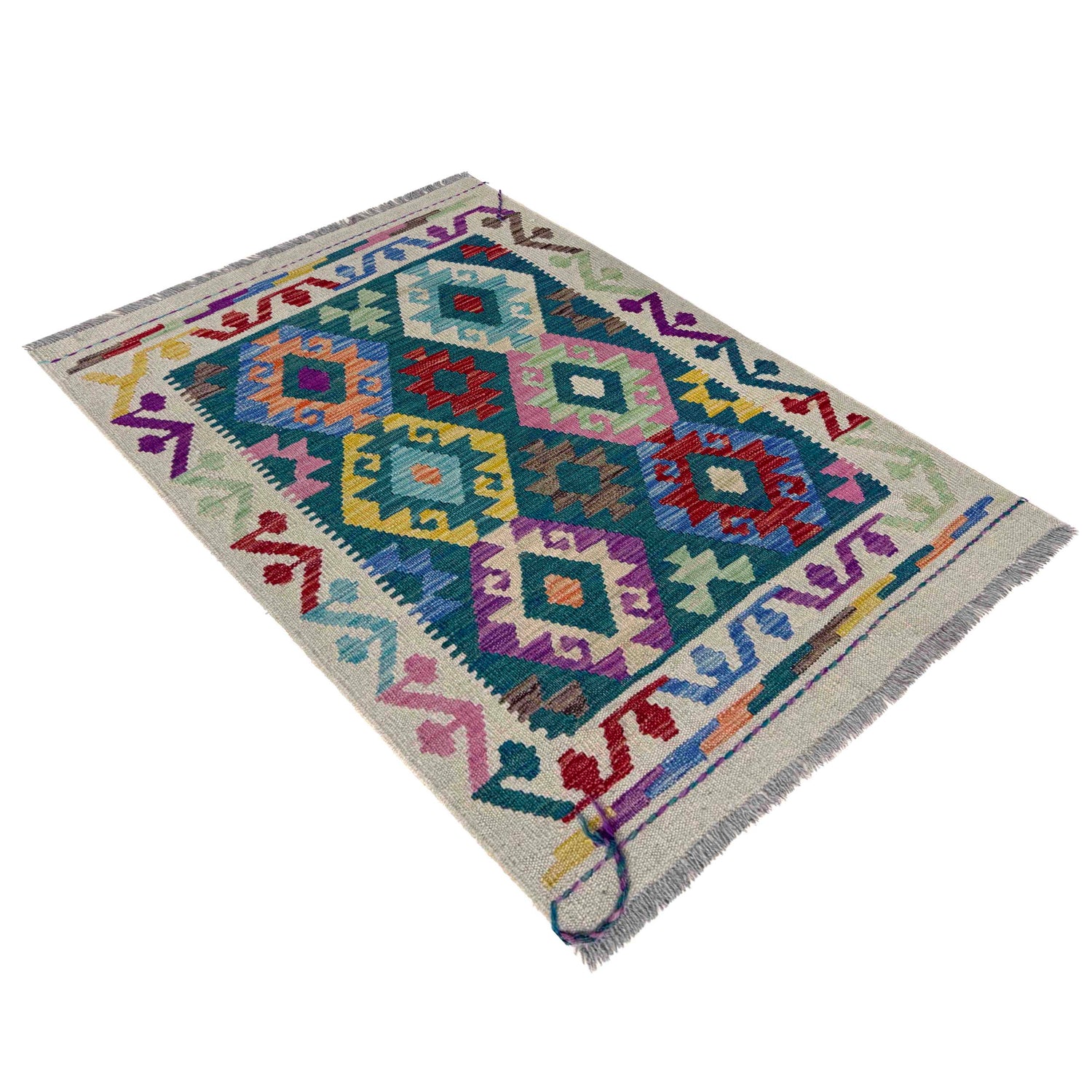 Handmade Vegetable Kelim 2' 9" x 3' 11" (ft) - No. G39699