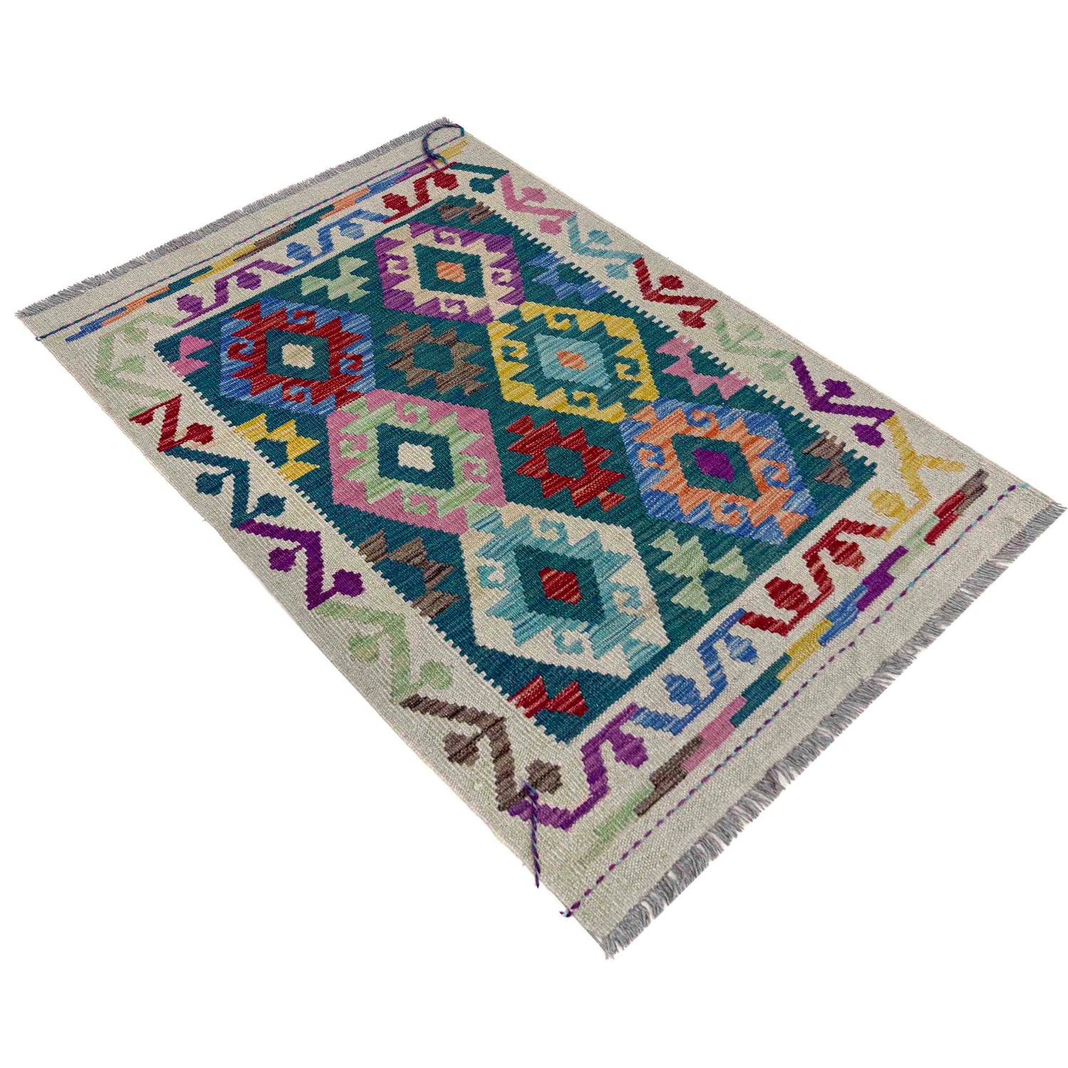 Handmade Vegetable Kelim 2' 9" x 3' 11" (ft) - No. G39699