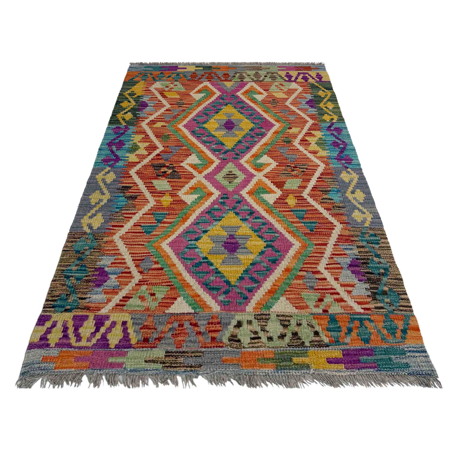 Handmade Vegetable Kelim 2' 8" x 4' 2" (ft) - No. G39703