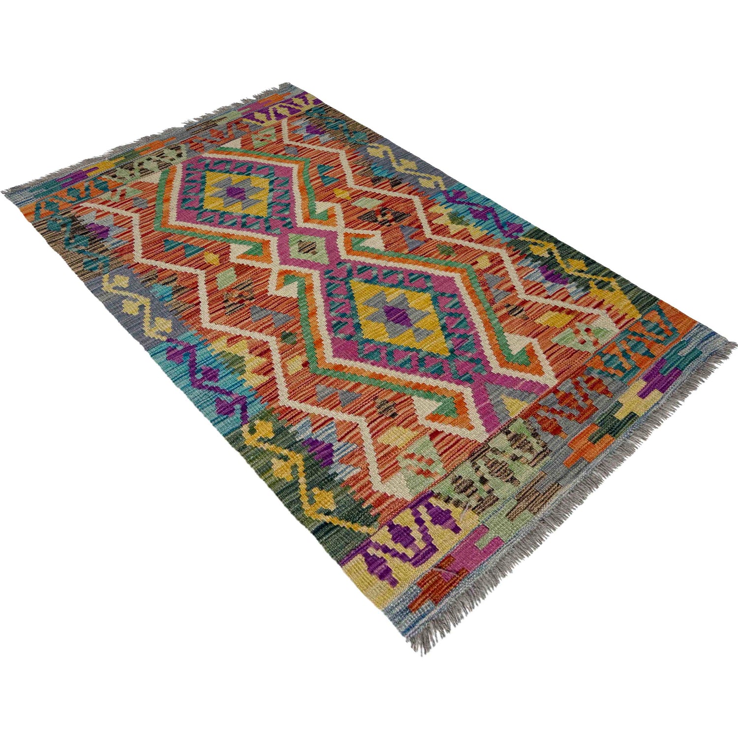Handmade Vegetable Kelim 2' 8" x 4' 2" (ft) - No. G39703