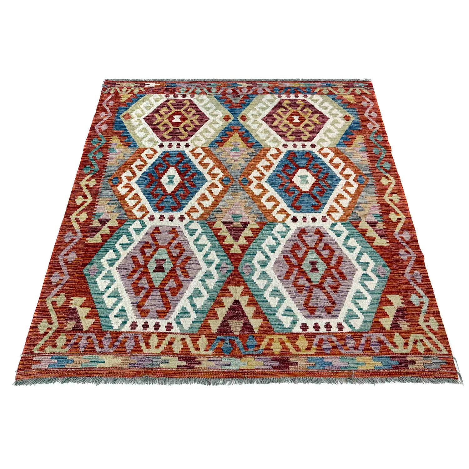 Handmade Vegetable Kelim 5' 3" x 6' 5" (ft) - No. G39787