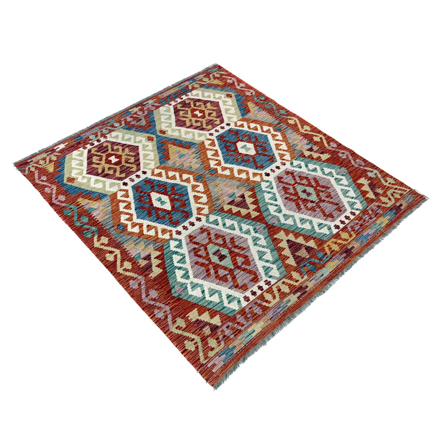 Handmade Vegetable Kelim 5' 3" x 6' 5" (ft) - No. G39787