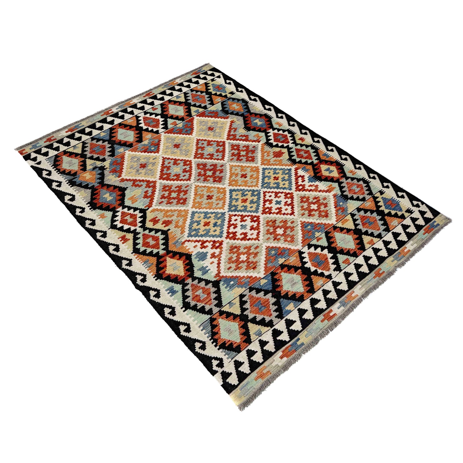 Handmade Vegetable Kelim 4' 7" x 6' 11" (ft) - No. G39788