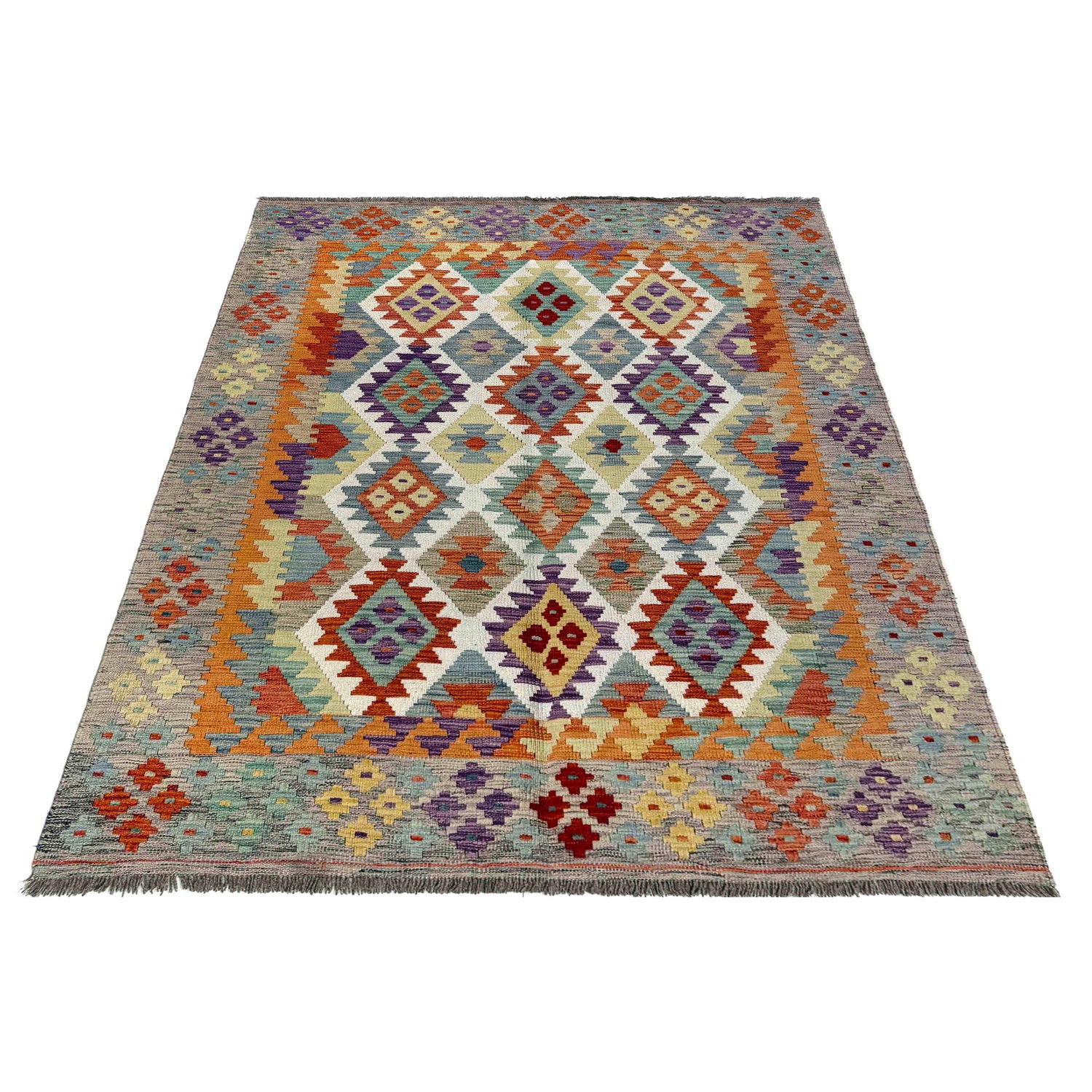 Handmade Vegetable Kilim 5' 0" x 6' 8" (ft) - No. G39796