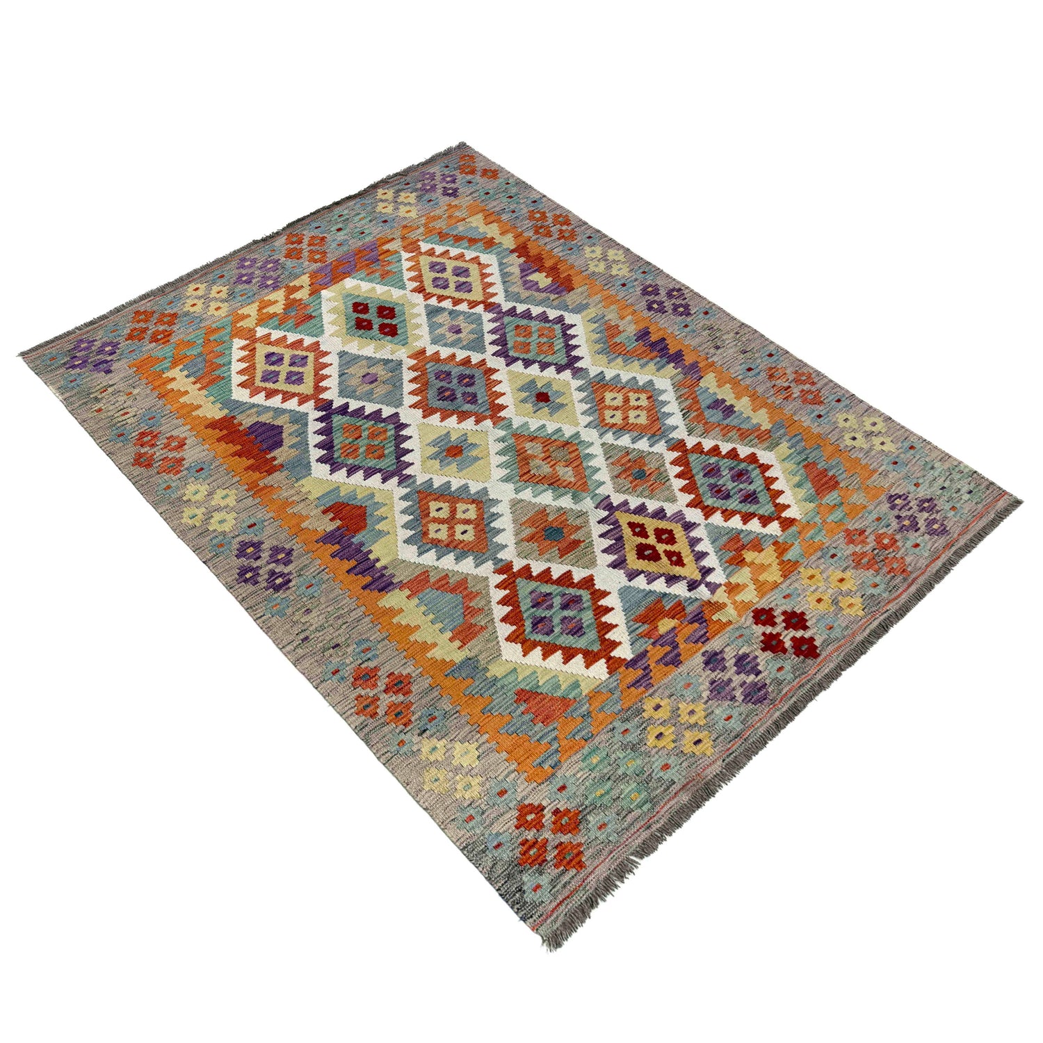 Handmade Vegetable Kilim 5' 0" x 6' 8" (ft) - No. G39796