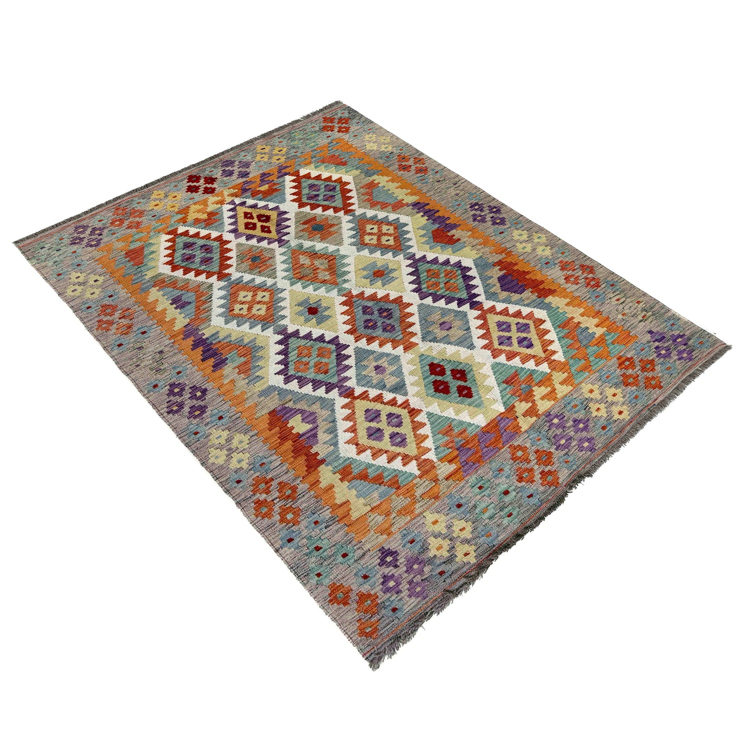 Handmade Vegetable Kilim 5' 0" x 6' 8" (ft) - No. G39796