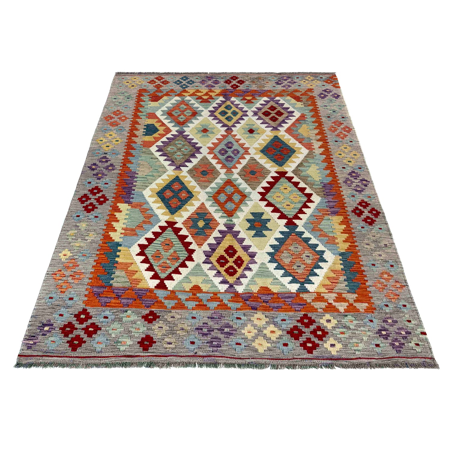 Handmade Vegetable Kilim 5' 0" x 6' 11" (ft) - No. G39797