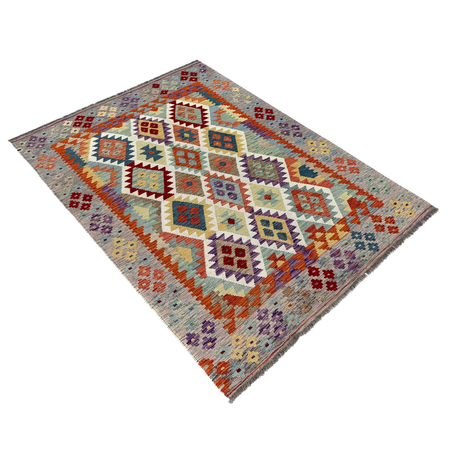 Handmade Vegetable Kilim 5' 0" x 6' 11" (ft) - No. G39797