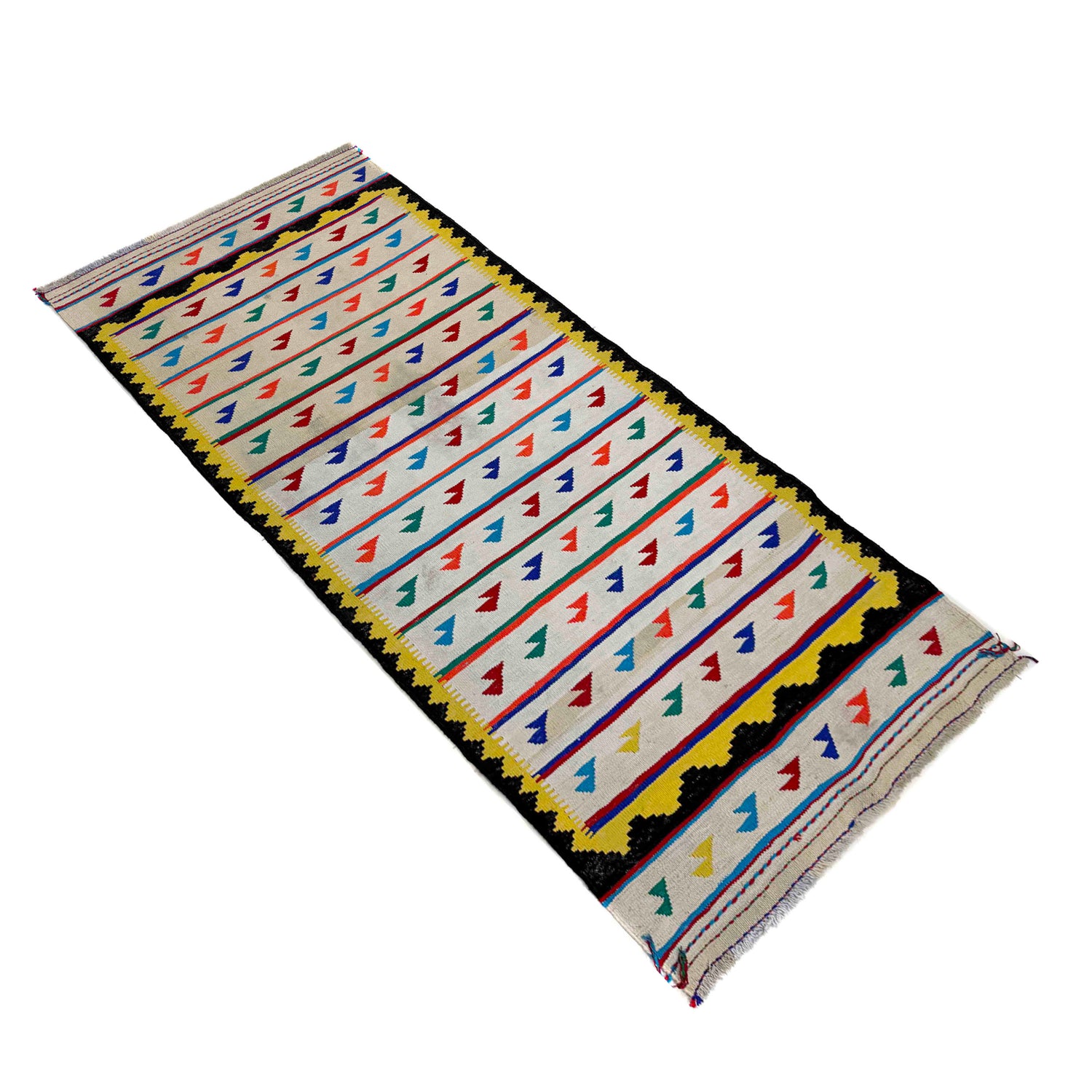 Hand Knotted Table Sheet Dhurrie Runner 2' 8" x 6' 11" (ft) - No. G39804