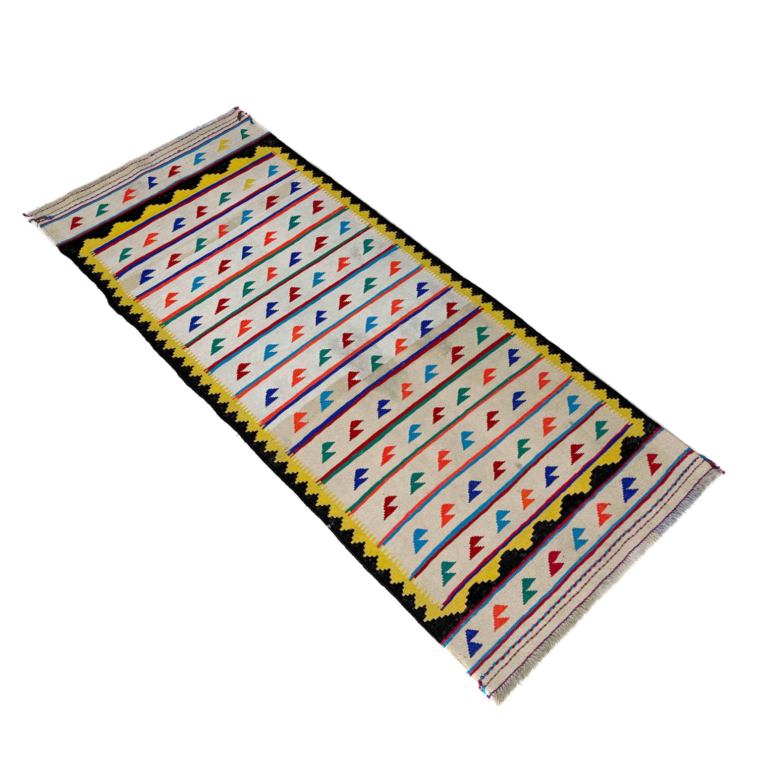 Hand Knotted Table Sheet Dhurrie Runner 2' 8" x 6' 11" (ft) - No. G39804