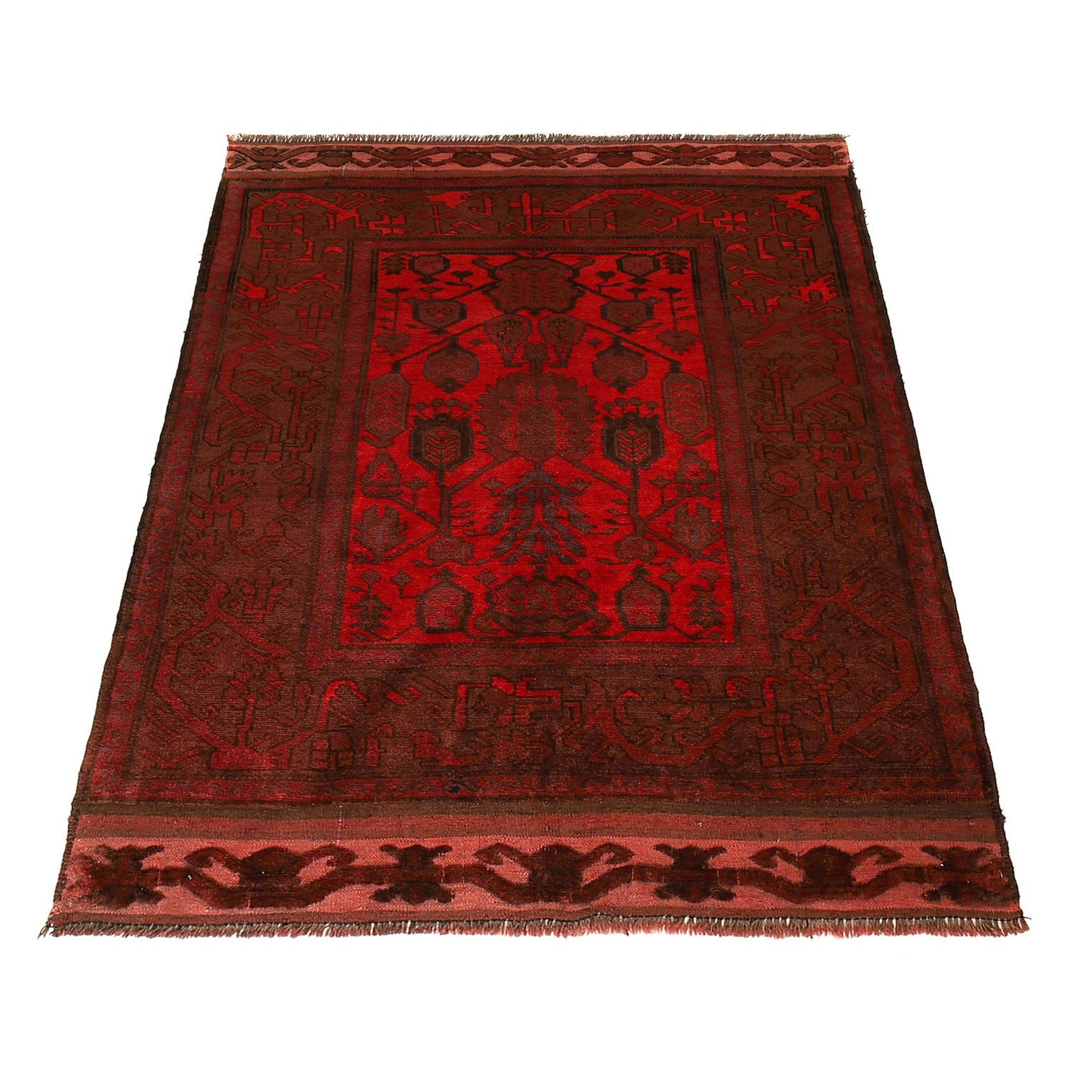 Red Overdyed Rug 3' 8 x 5' 2 (ft) - No. P26499