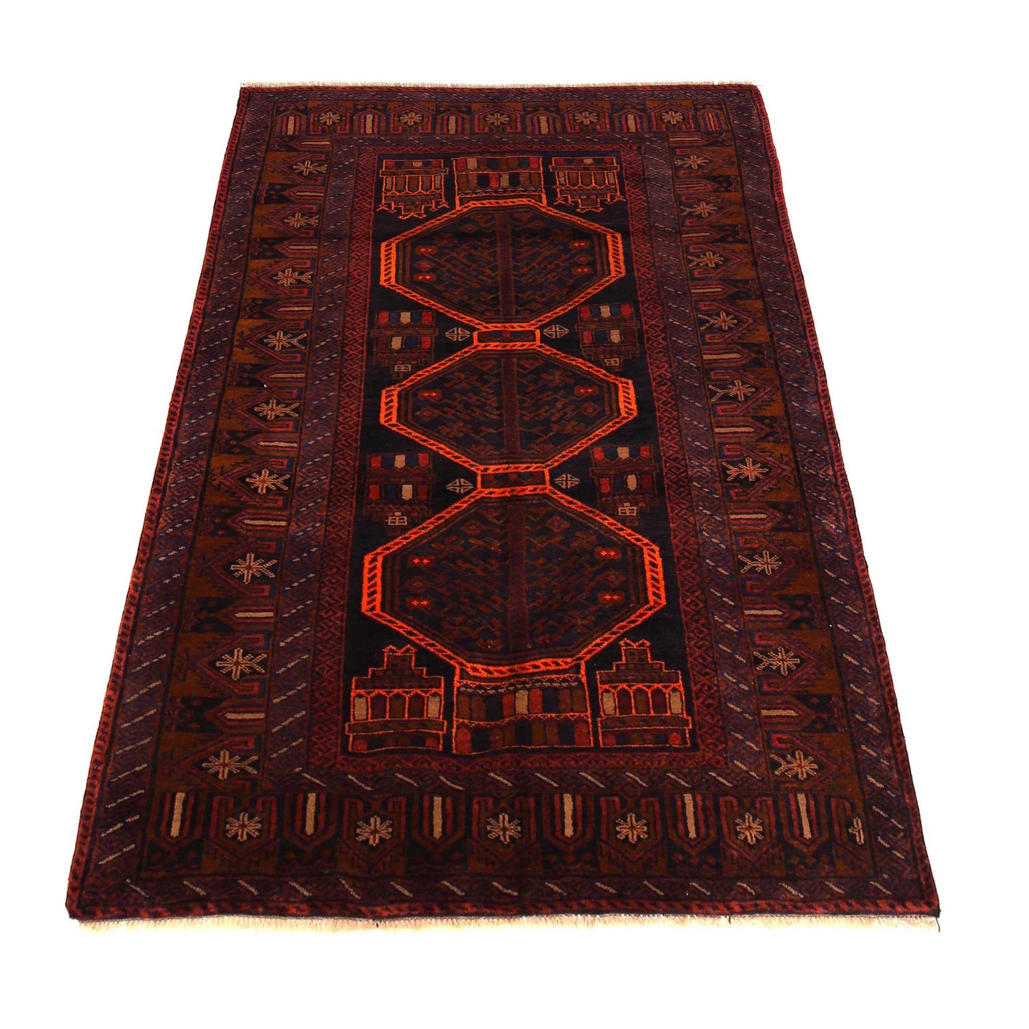 Tribal Baloch Rug 4' 0" x 6' 6" (ft) - No. P29033