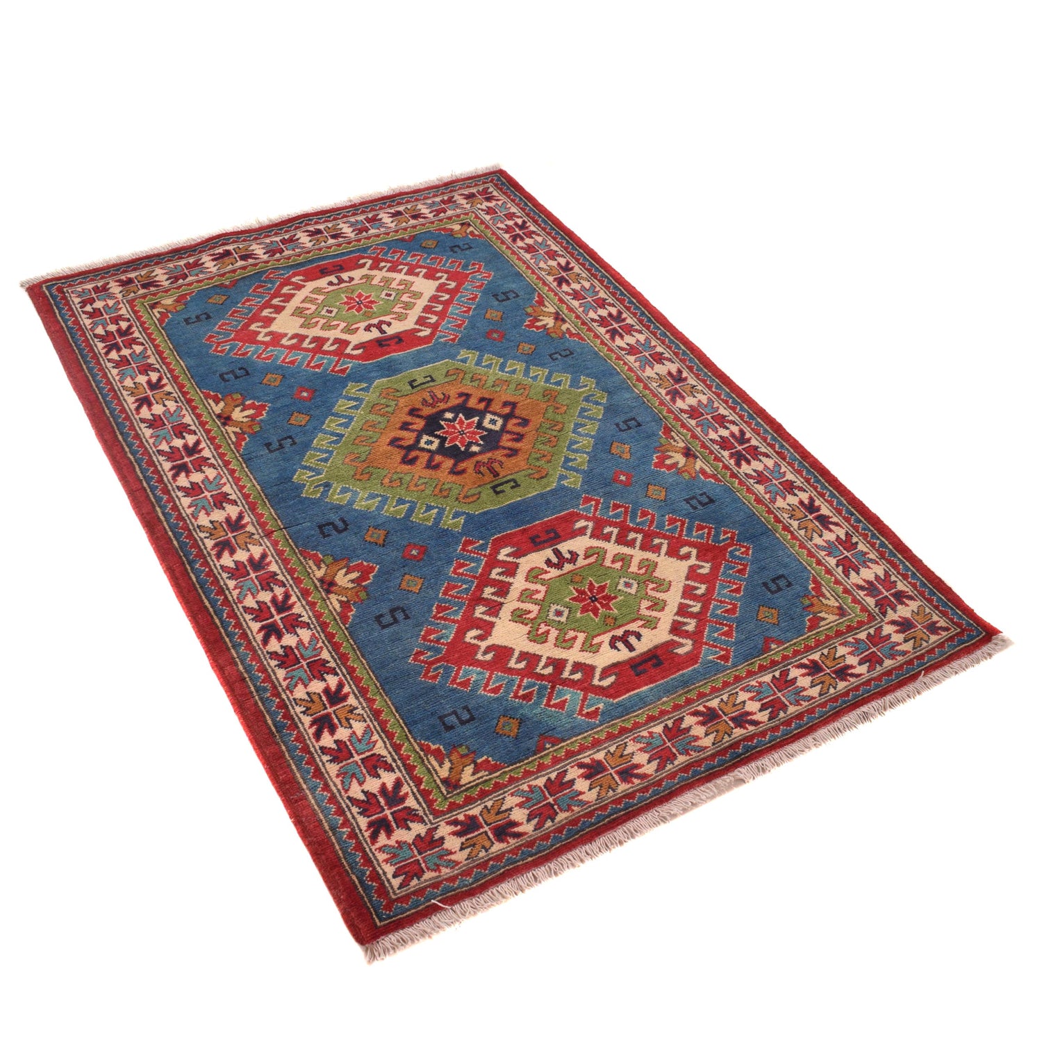 Blue Kazak Rug 3' 3" x 4' 8" (ft) - No. P34045
