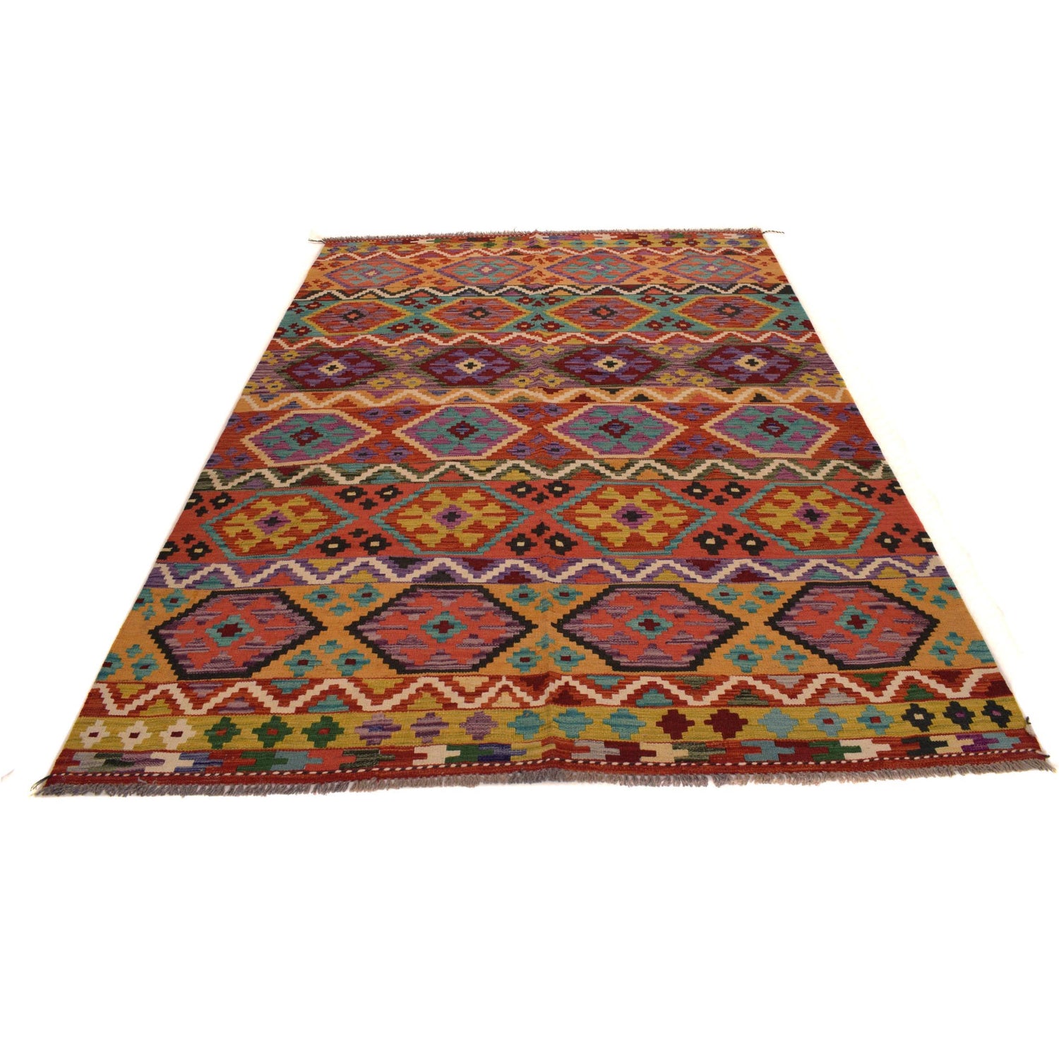 Handmade Vegetable Kelim 6' 0" x 8' 2" (ft) - No. P34347