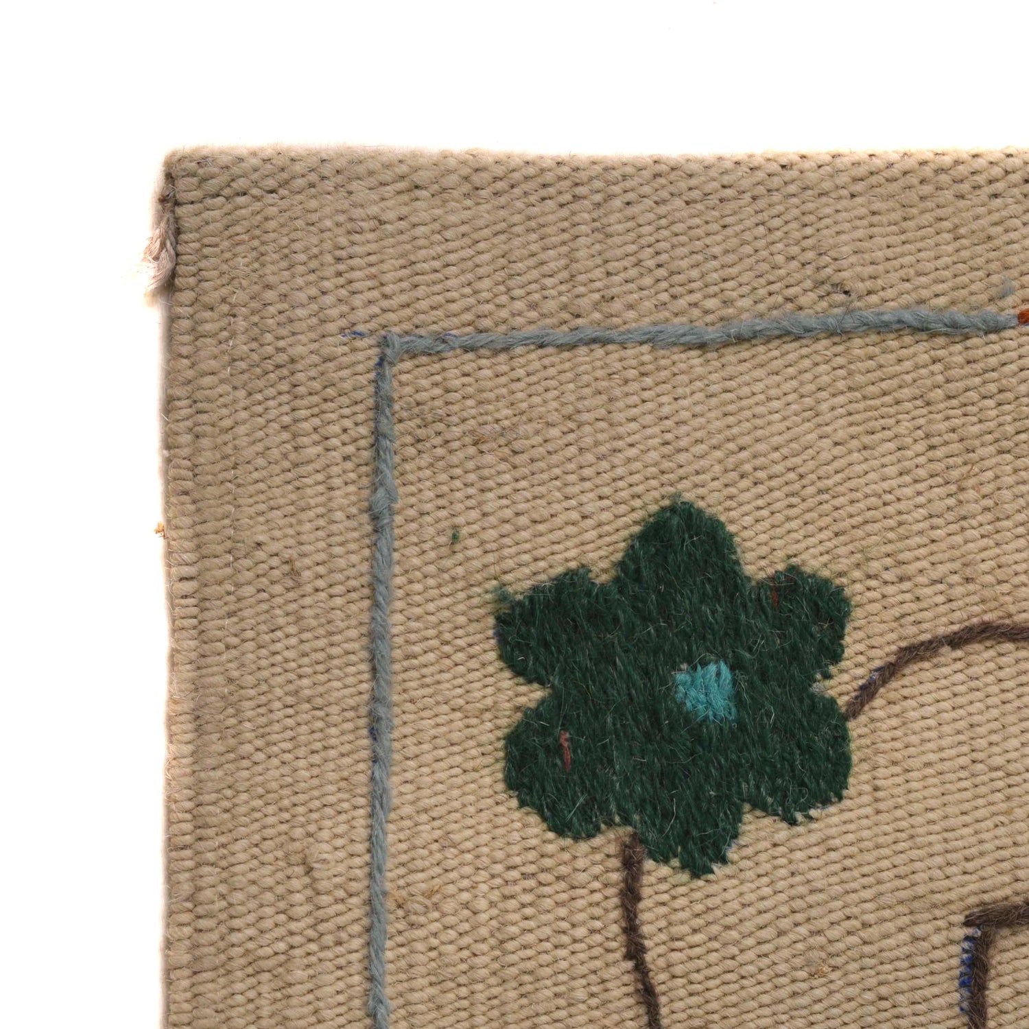 Ivory Color Embroidery Flatweave Kelim 5' 5" x 7' 9" (ft) - No. P34392