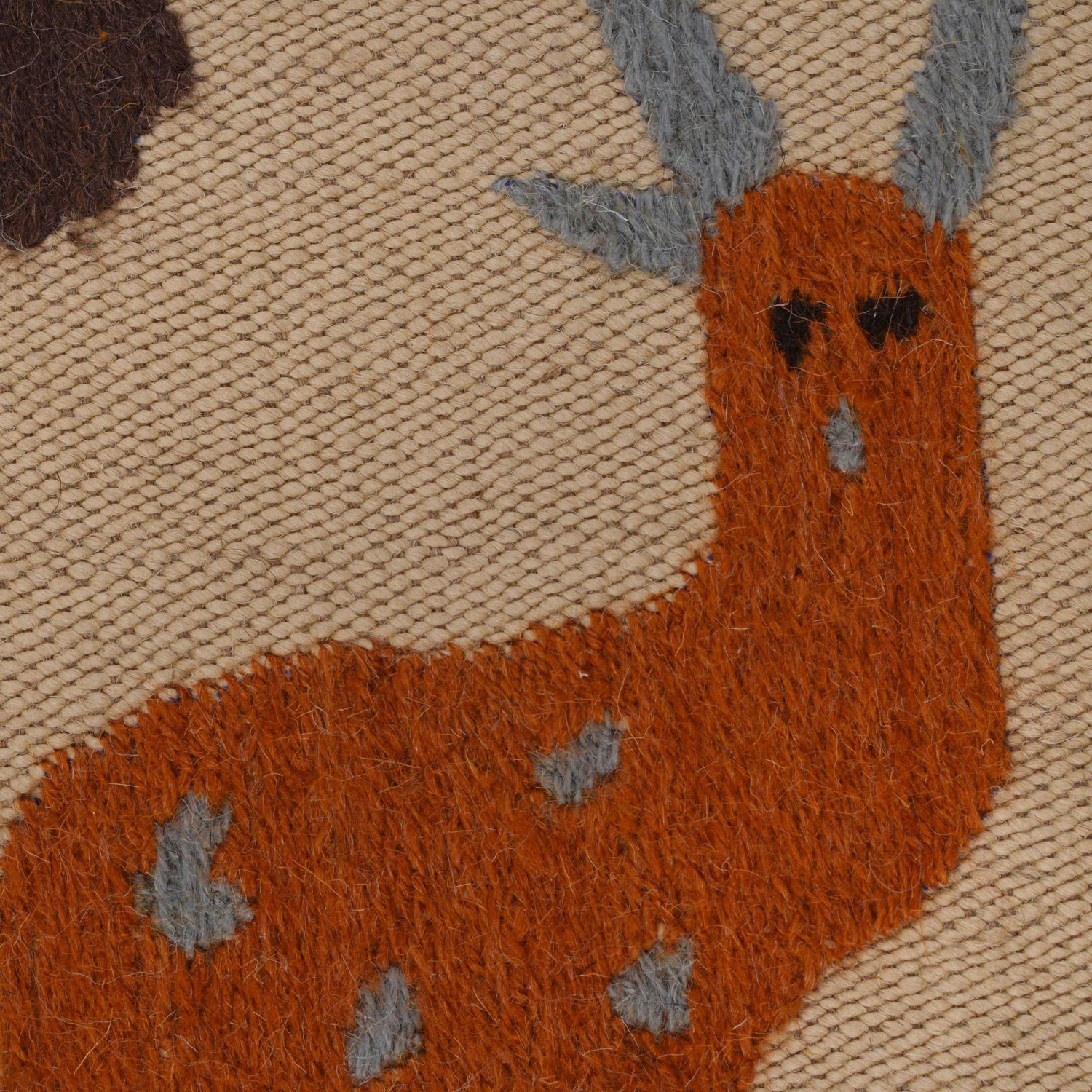 Ivory Color Embroidery Flatweave Kelim 5' 5" x 7' 9" (ft) - No. P34392