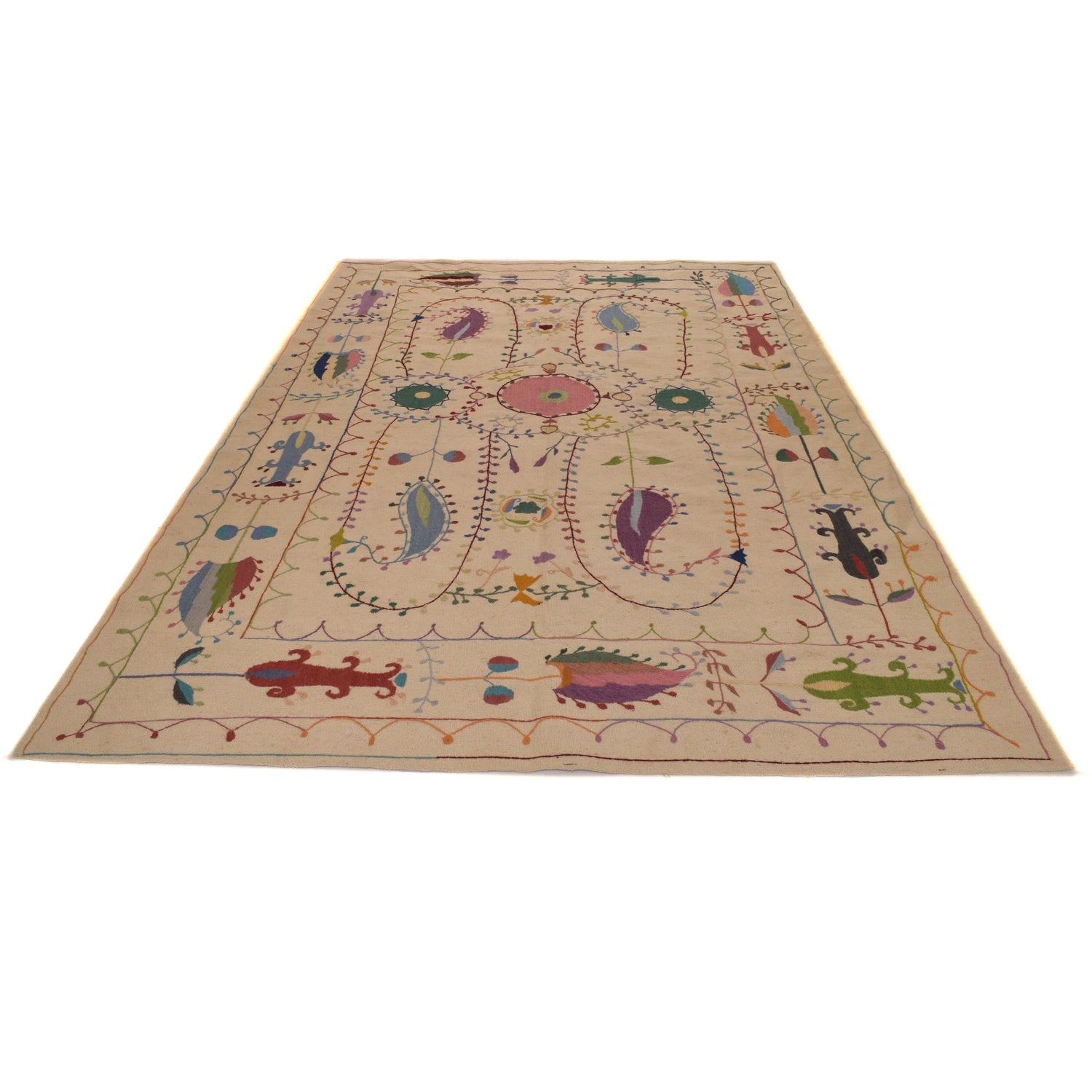 Pakistani Embroidery Kilim 6' 7" x 9' 9" (ft) - No. P34394